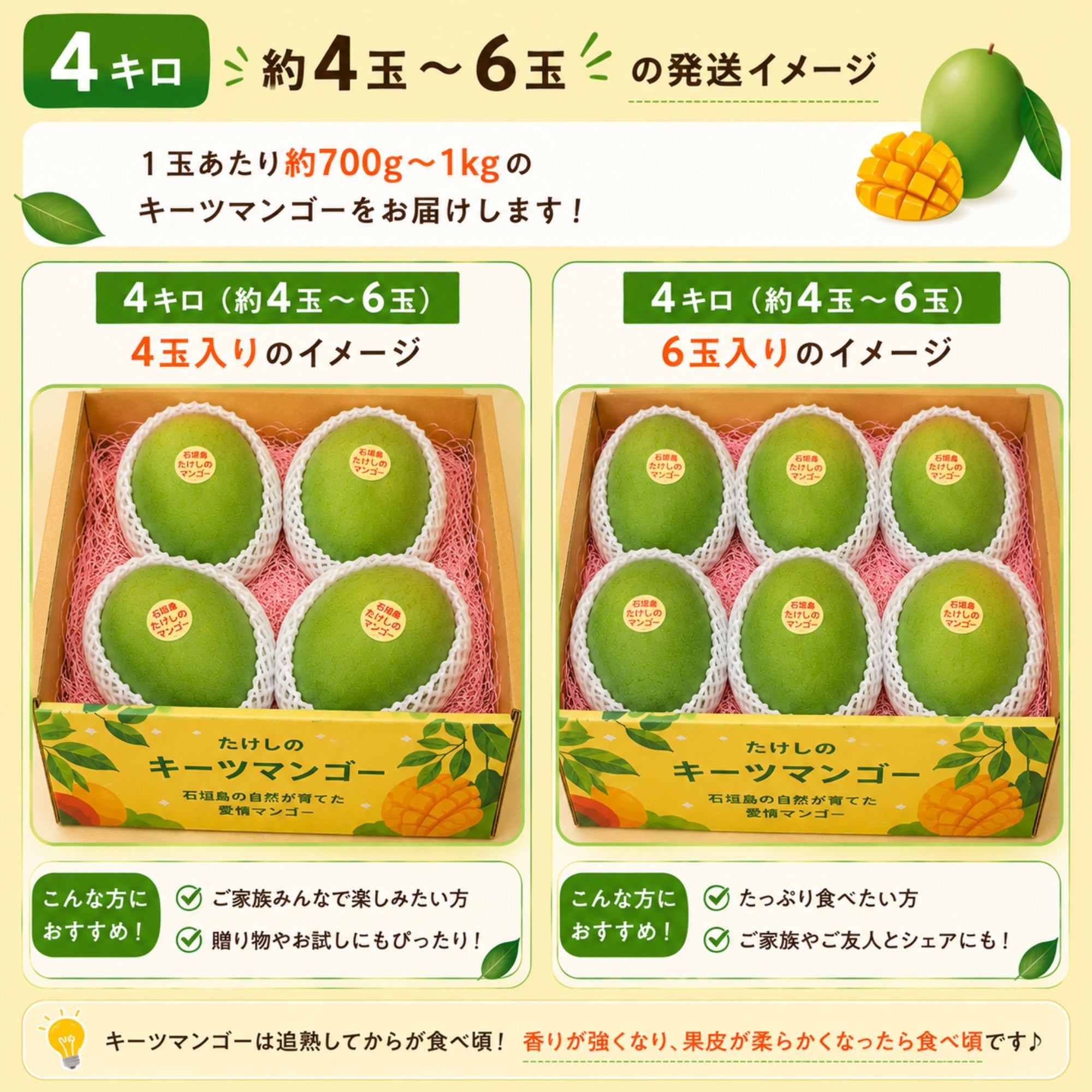頑張りキーツ！4㎏(4〜6玉)/石垣島たけしの子育てキーツマンゴー