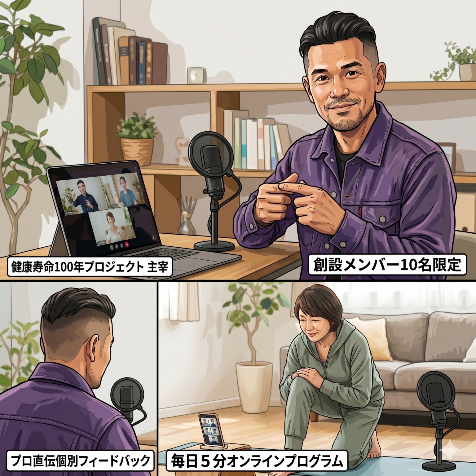 【先着２０名限定】健康寿命100年プロジェクト／毎日5分オンラインプログラム（永久月額1980円）第１期メンバー募集