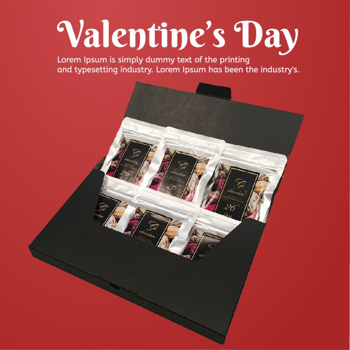 【バレンタインギフトボックス】 Gi26ダークチョコレート 6袋入り　