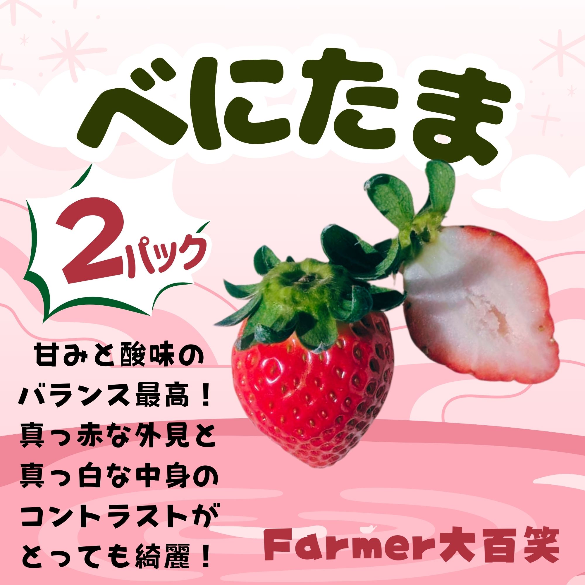 べにたま」平詰め2パック入り 「べにたま」は埼玉県オリジナルいちご