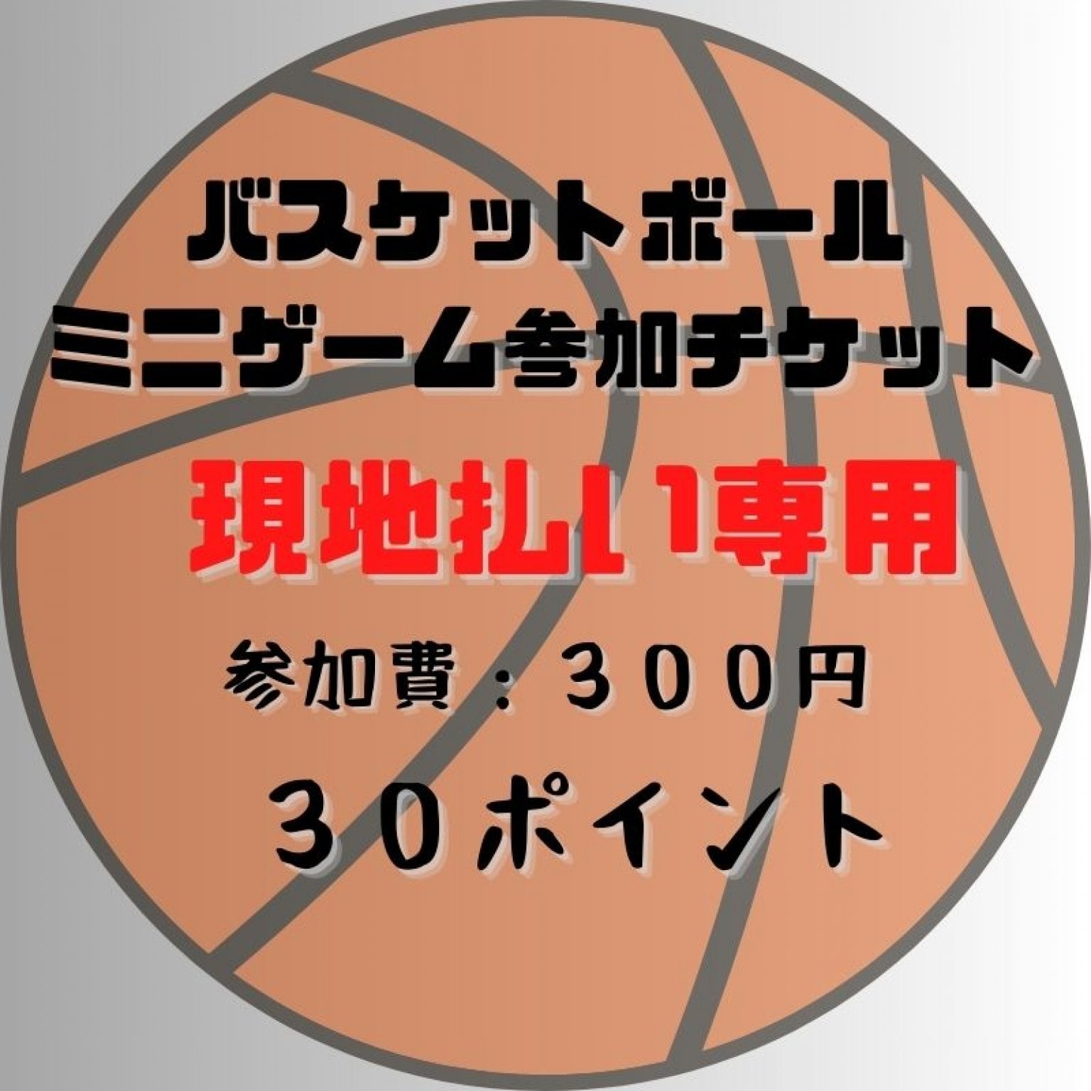 バスケチケット３００円（３０ポイント）【現地払い専用】【高ポイント】
