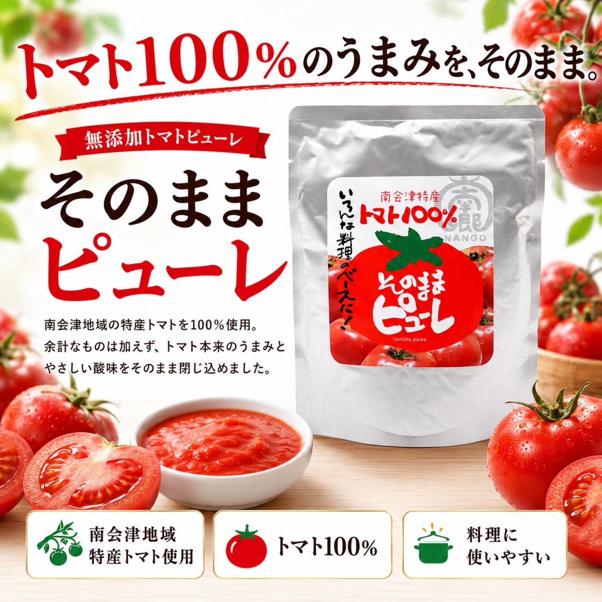 食品添加物一切不使用  無添加トマトピューレ！　【お試しパック】