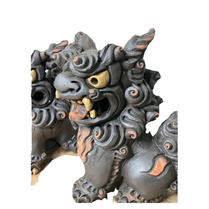 シーサー 黒とベージュ 陶器 シーサー 黒とベージュ 陶器 【公式通販】