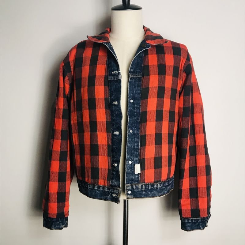 トムヤムクン。様 【Levi’s】80s 裏地チェックネル デニムジャケット 高ポイント】リーバイス デニムジャケット メンズL アメリカ製