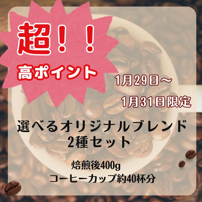 【高ポイント還元】選べるオリジナルブレンド2種セット 焙煎後約400g コーヒーカップ約40杯分