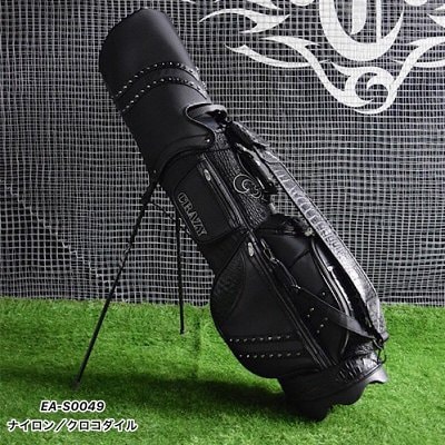 CRAZYキャディバッグ 黒 ナイロン/クロコダイル EA-S0049