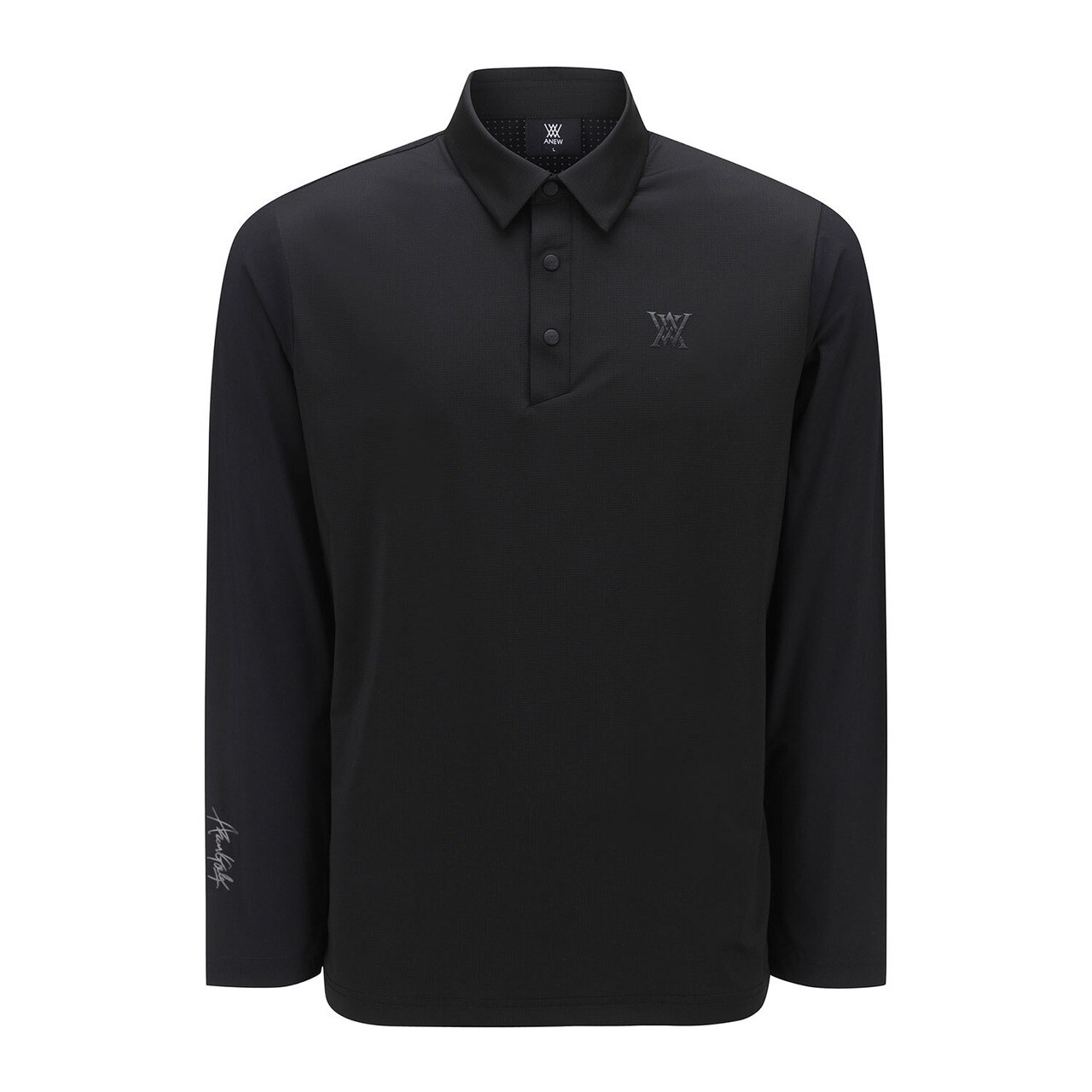 ANEW GOLFブラック 長袖Tシャツ Lサイズ相当 ANEW GOLF MEN BAND DETAIL LONG T-SHIRT / アニューゴルフ メンズ
