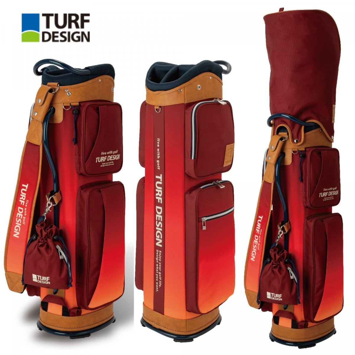 TURF DESIGN キャディバッグ レッド 2024 TDCB-BD70｜ターフデザイン