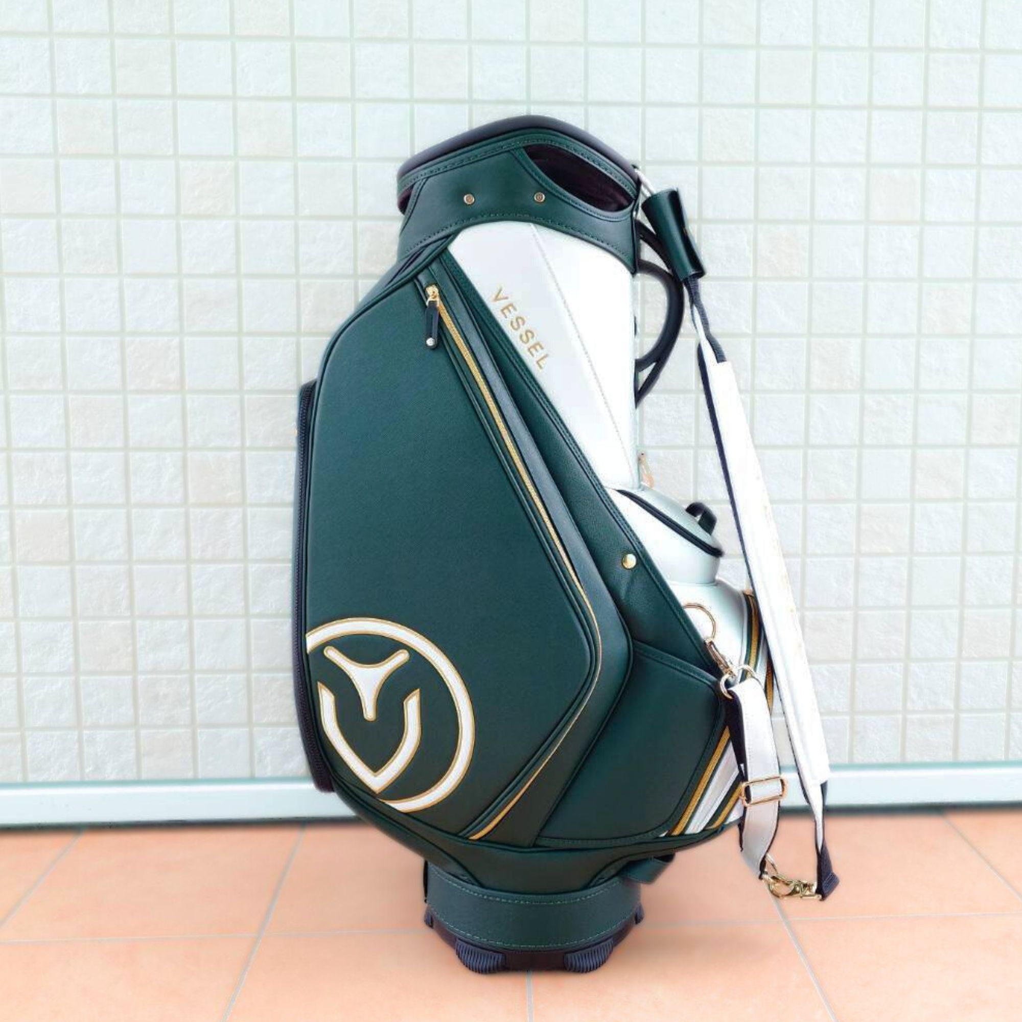Vessel カーキキャディバッグ VESSEL キャディバック マスターズカラー CROSSHATCH GREEN VESSEL
