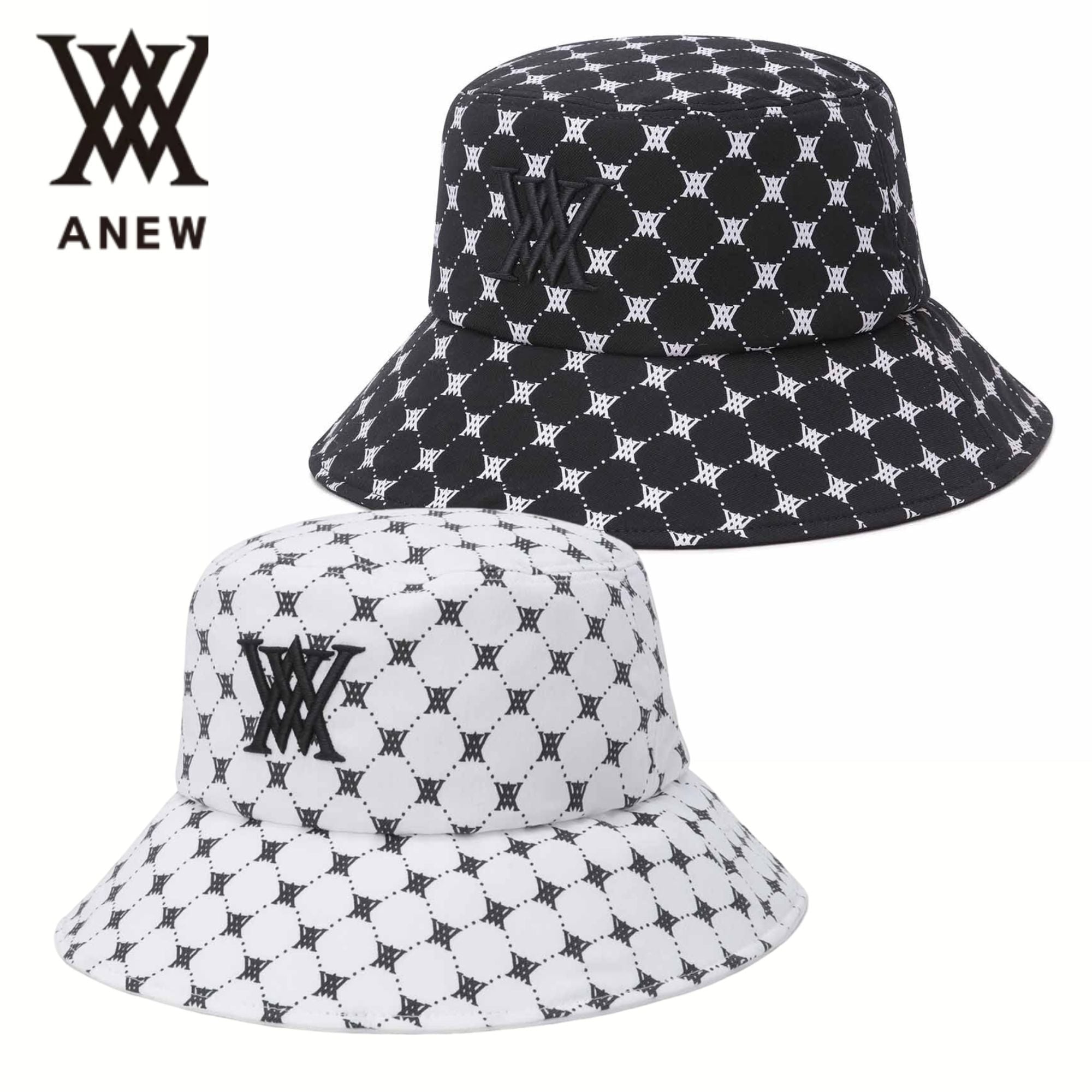 ☆ANEW GOLF☆ anew パターン　バケハ(UNI Mサイズ) ANEW GOLF UNI MONOGRAM PATTERN BUCKETHAT ― アニューゴルフ ユニ