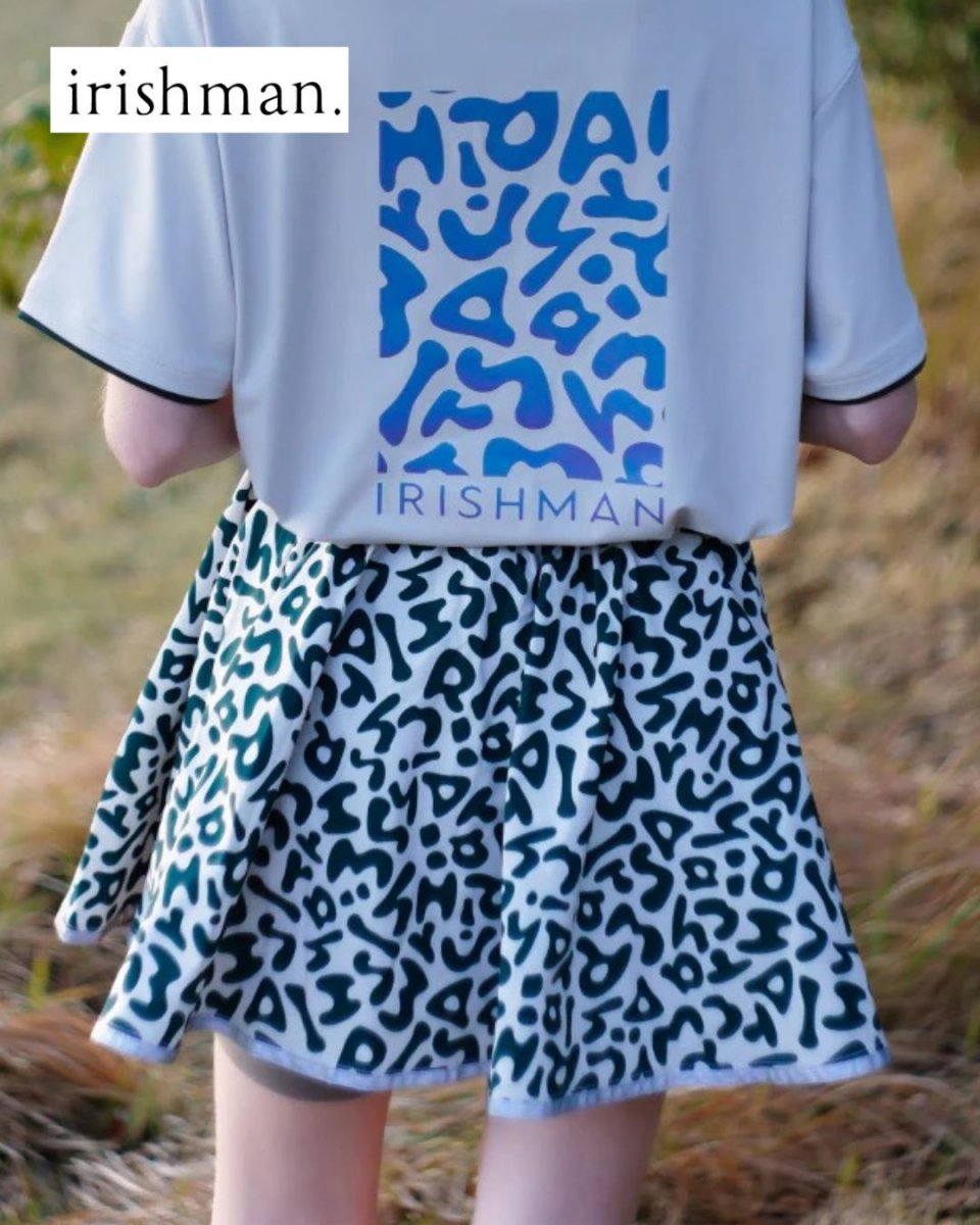 irishman【REFLECT】signature logo flare skirt 光る防水フレア