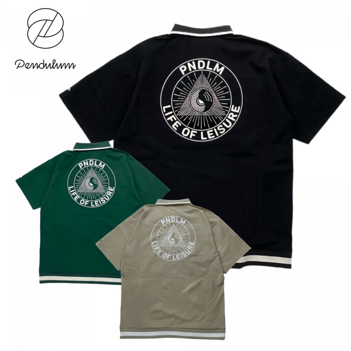 Pendulum PNDLM RIB CIRCLE LOGO POLO UNISEX―ペンデュラム リブ サークル ロゴ ポロシャツ ユニセックス 男女兼用