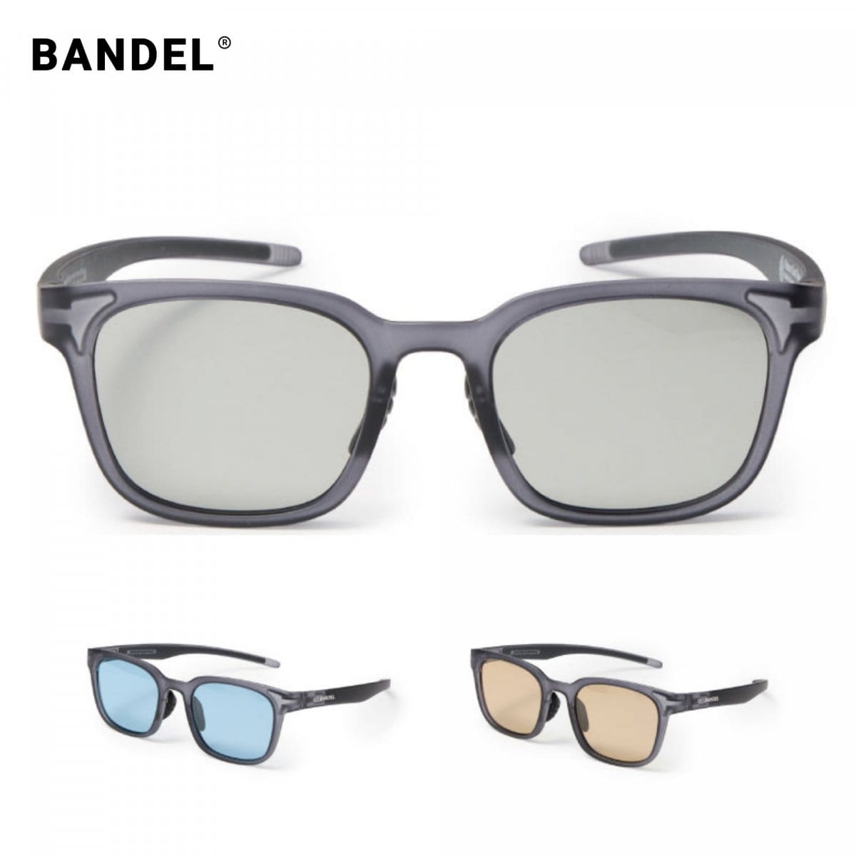 ELEBROU×BANDEL 偏光サングラス スクエア クリアブラックフレーム
