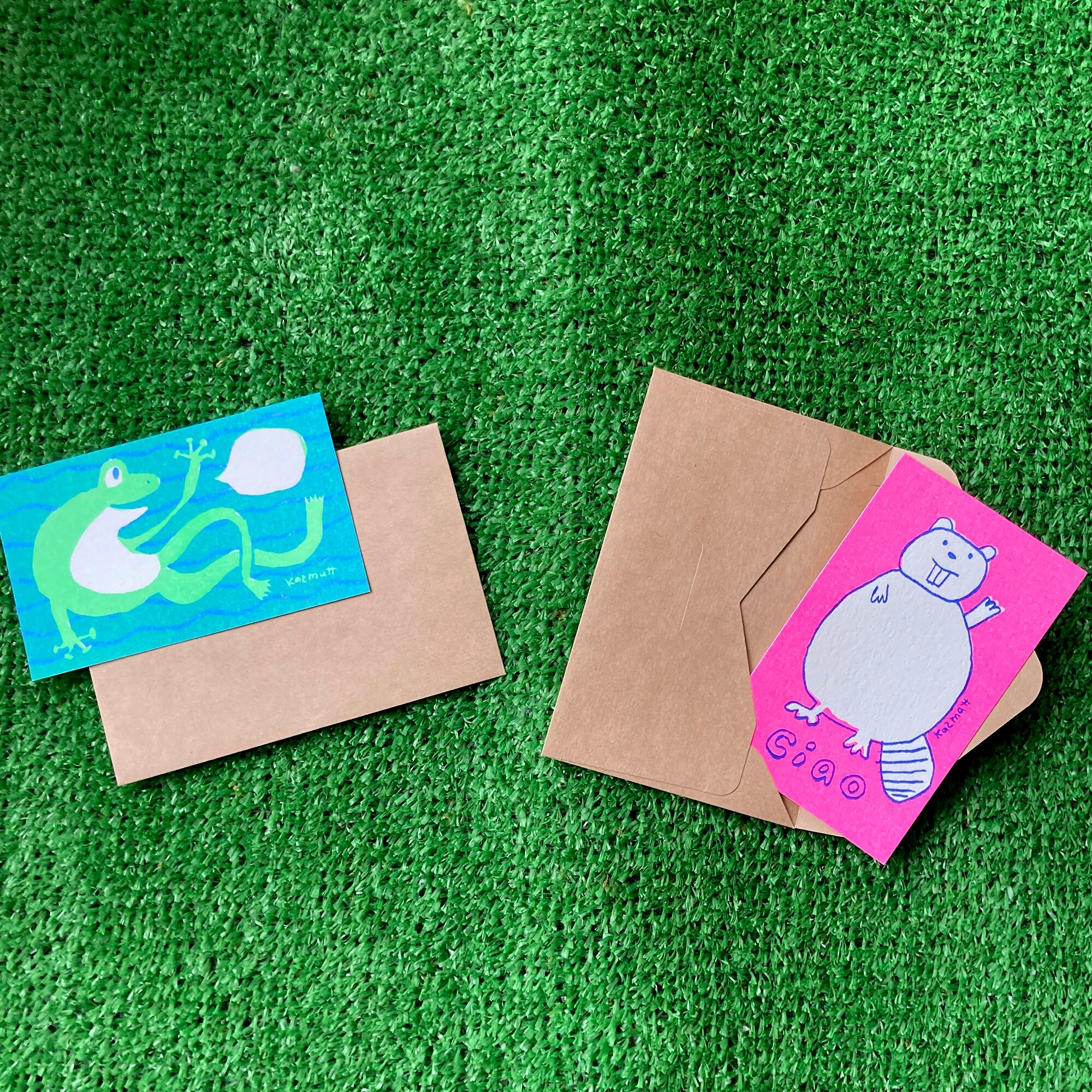 リソグラフミニカード】動物メッセンジャー /Animal messengers