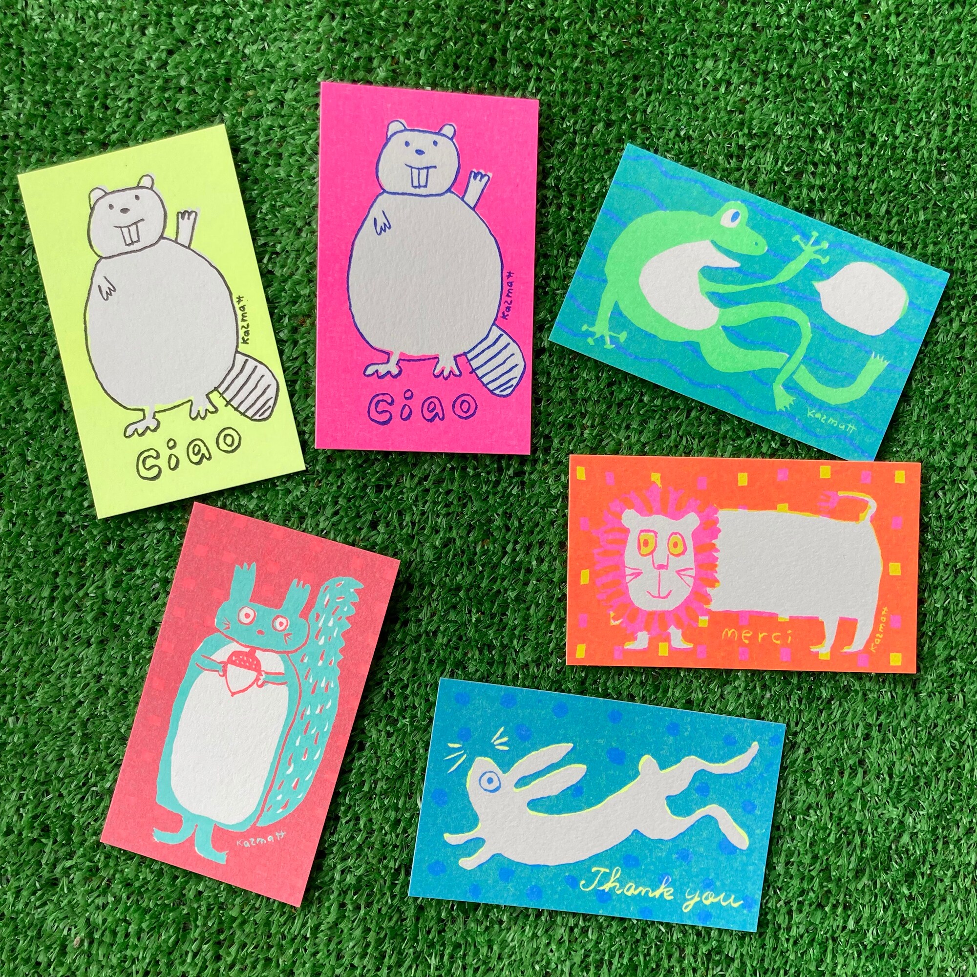 リソグラフミニカード】動物メッセンジャー /Animal messengers