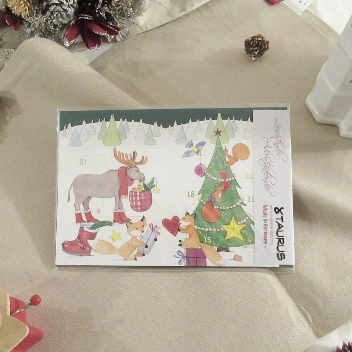 【高ポイント】クリスマスカード　アドベントカレンダー　ドイツ製　スノーマン&ツリー