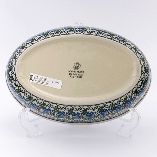 ポーランド食器 グラタン皿 黄色紺花 ツェラミカアルティスティッチナ