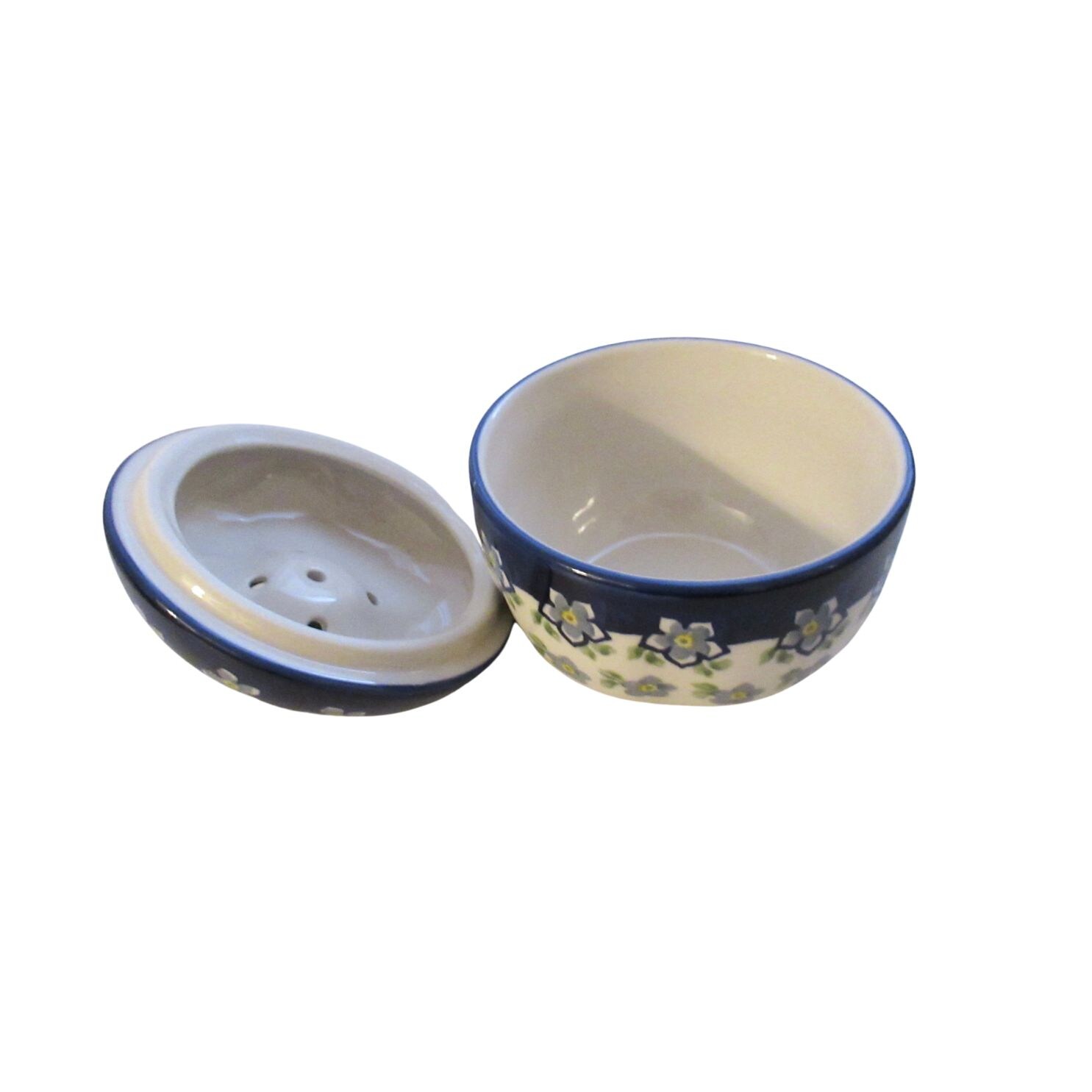 りんごポット大 紺花柄 J58-AS76 ポーランド食器 マヌファクトゥラ