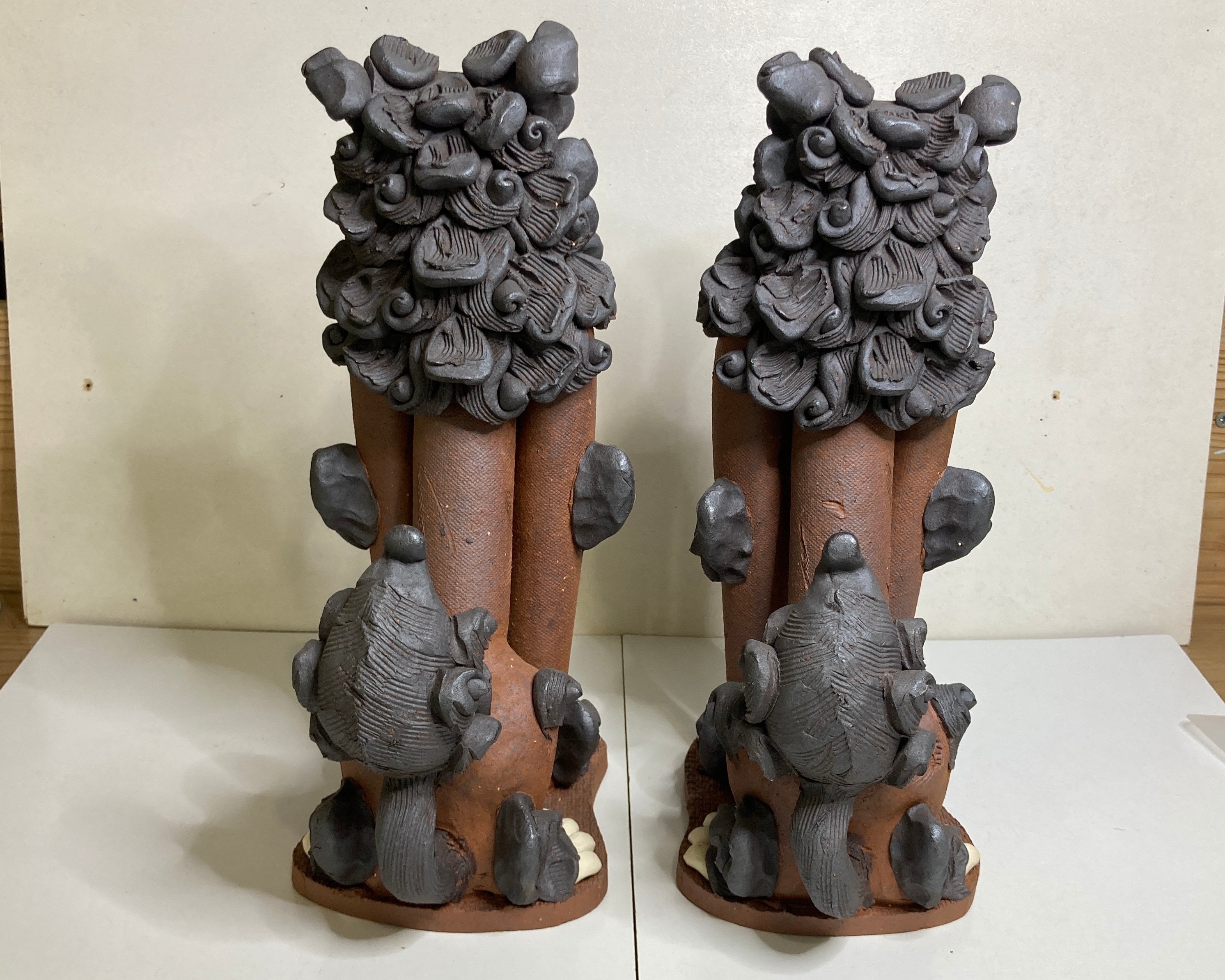 おまとめ商品3点※サウザー商品 佐久間 栄さん】シーサー（立）H300|糸満工芸陶苑