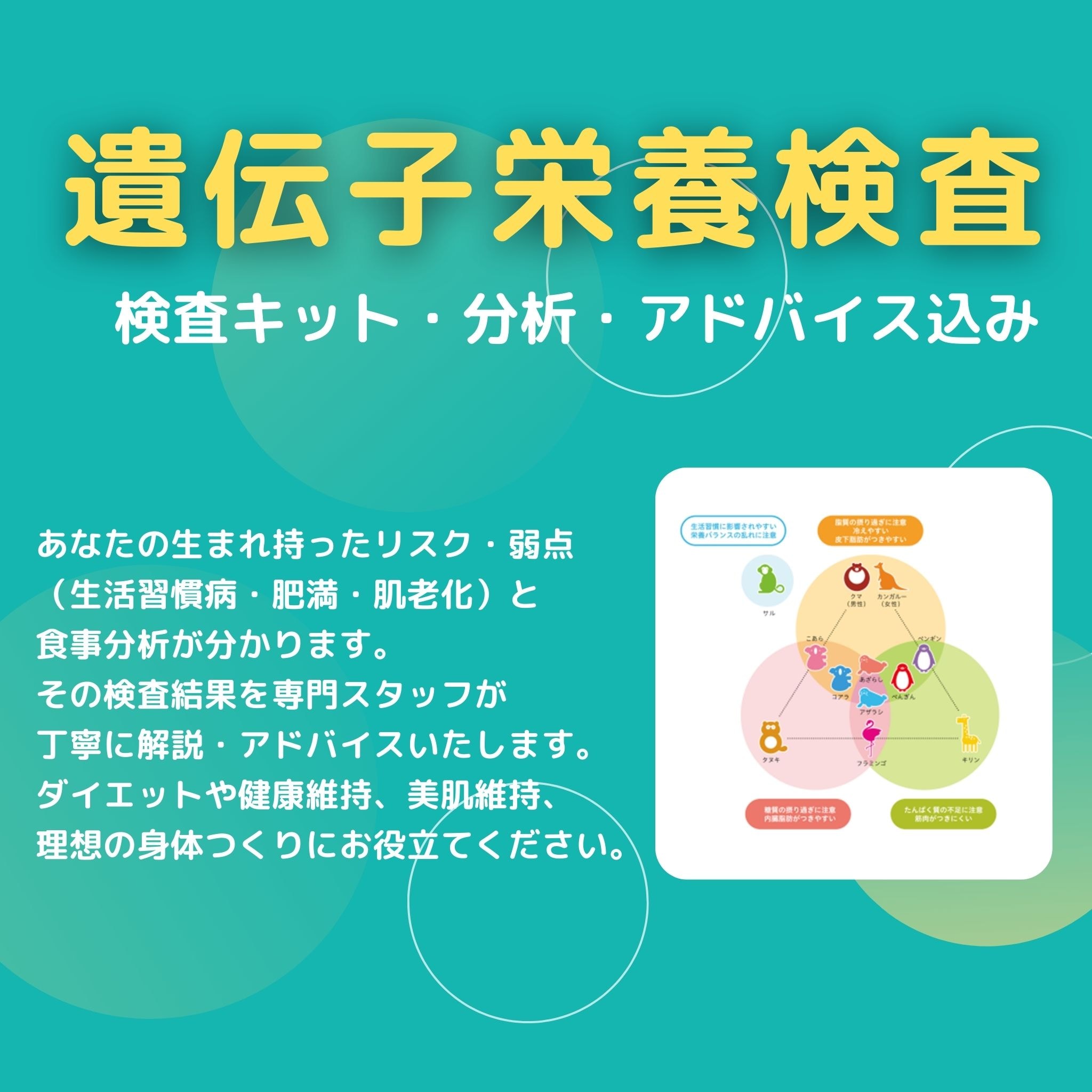 アフターフォロー付き遺伝子検査】肥満・生活習慣病・肌老化遺伝子検査