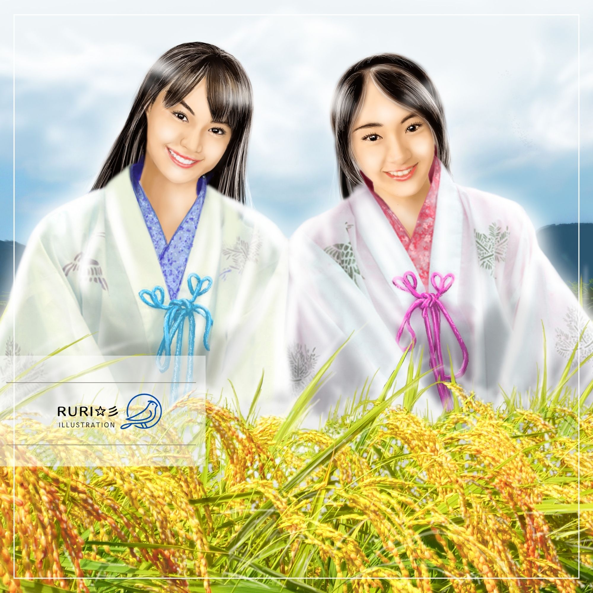 額装】ワカ姫・瀬織津姫 稲穂 (A4)
