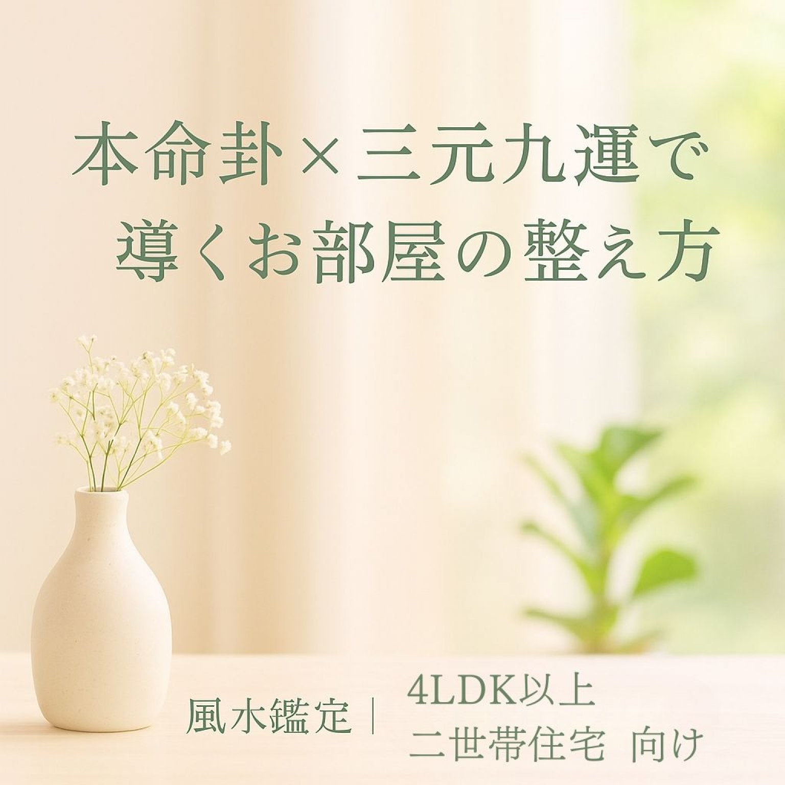 【風水鑑定｜4LDK以上or二世帯住宅】本命卦×三元九運×玄関方位で導く暮らしの開運アドバイス（モニター価格）