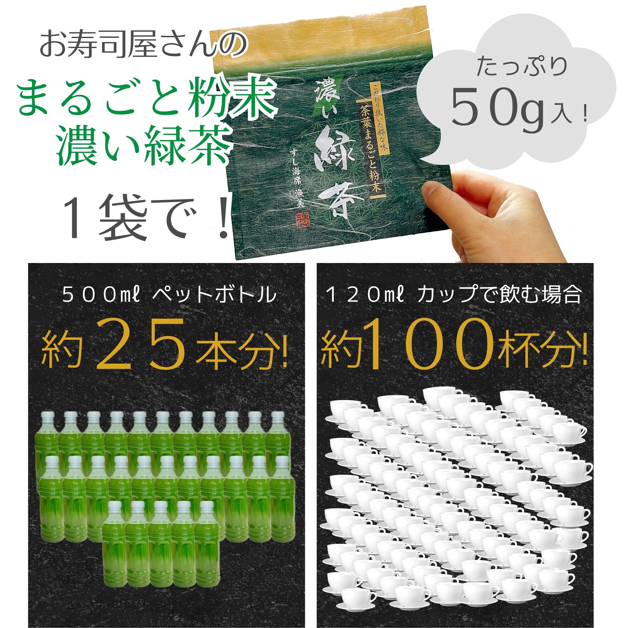 茶葉まるごと粉末緑茶 ｜濃い緑茶｜寿司屋の美味しいお茶｜一番茶のみ