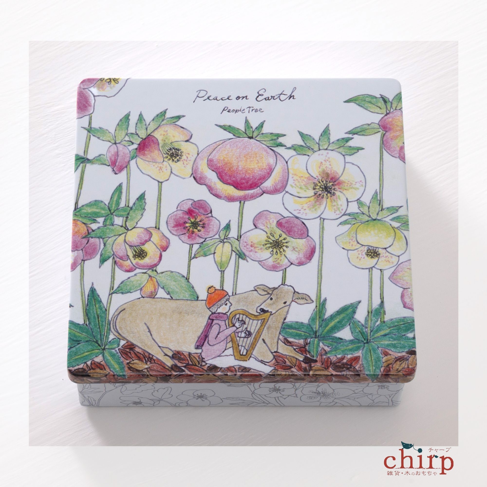 フェアトレード＆オーガニックチョコ・イラスト缶 ウシさんと子ども