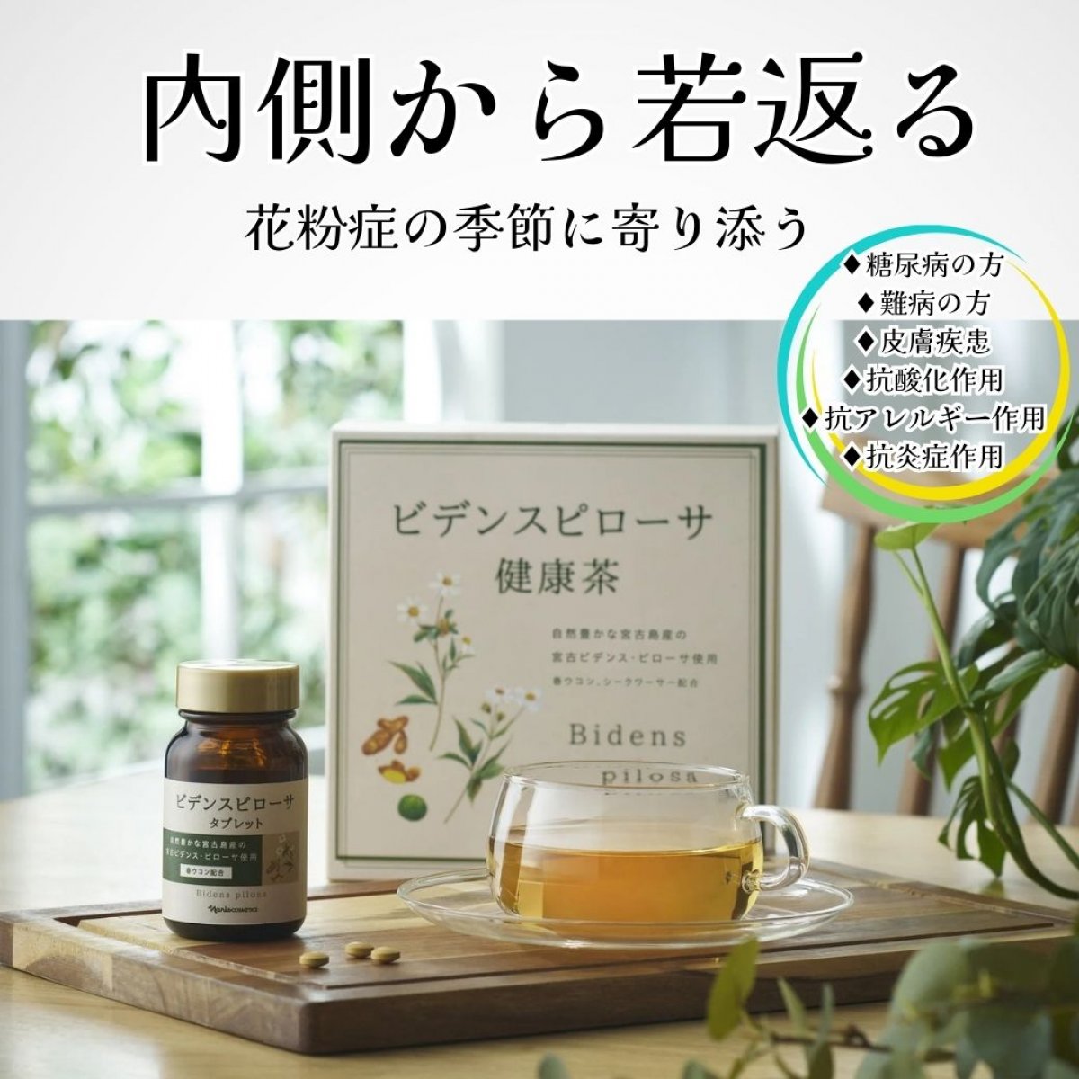 花粉症でお悩みの方必見。100％沖縄県産　宮古島の豊かな大自然から生まれた ビデンスピローサ健康茶