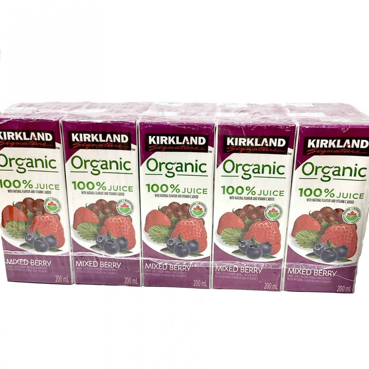KIRKLAND Signature オーガニック100%ジュース【ミックスベリー、オレンジブレンド、マンゴーオレンジ、アップルから選べる】200mLの紙パック×10本入