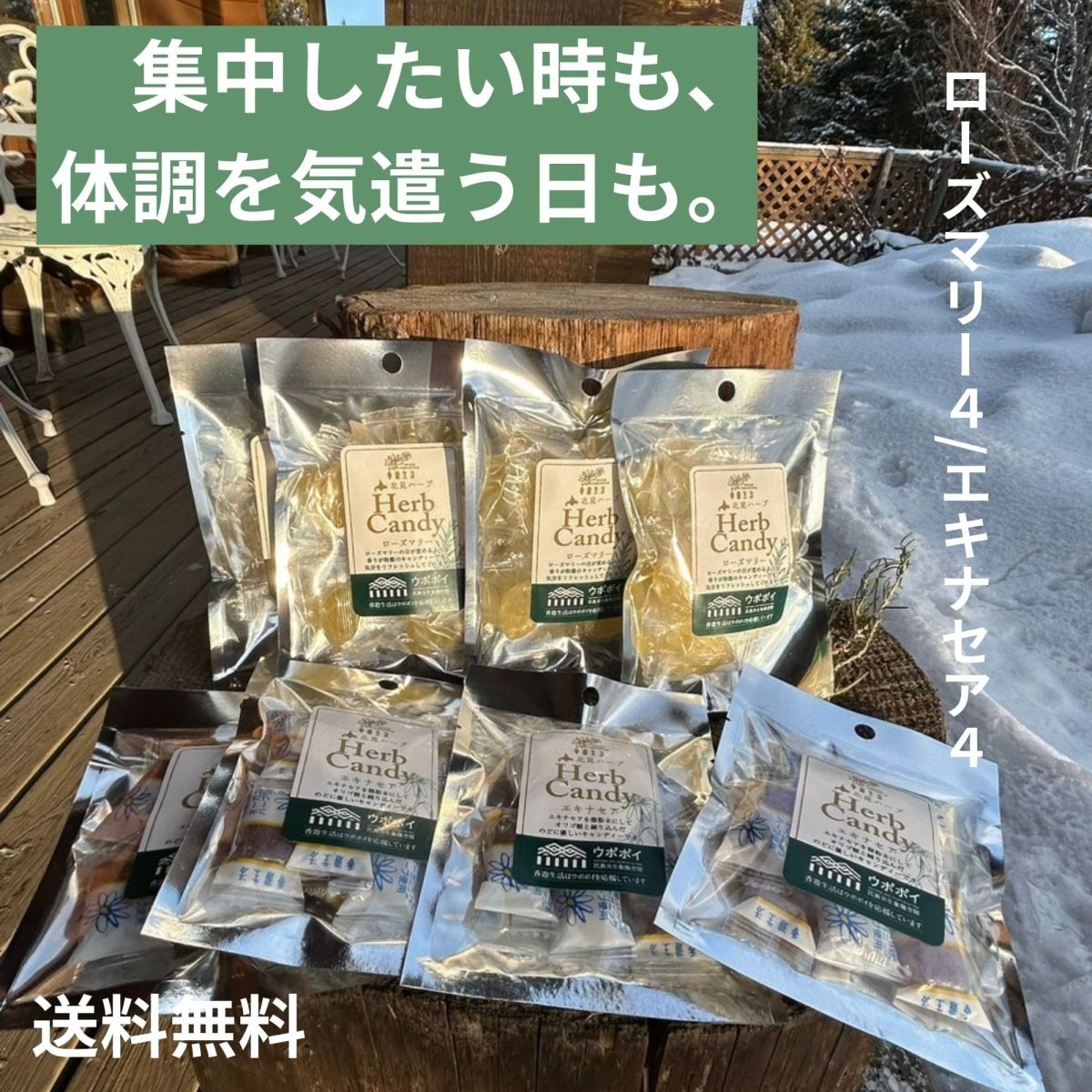 【送料無料】　集中したい時間に！　ローズマリーキャンディー・エキナセアキャンディー８個セット（レターパック配送）