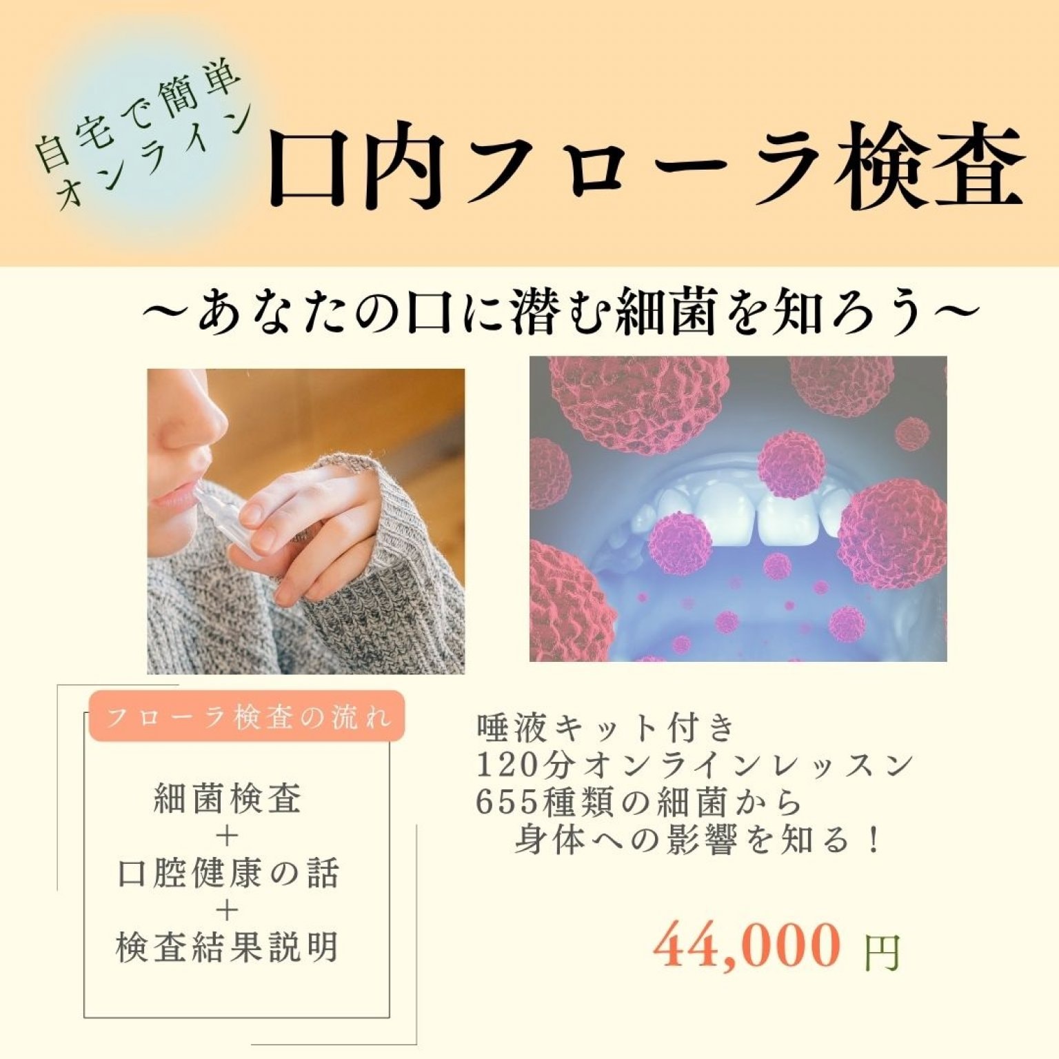 【オンラインお口の検査】自宅で簡単！口内フローラ検査＋専門家解説２回付き！口腔健康チェック＆未来の健康維持