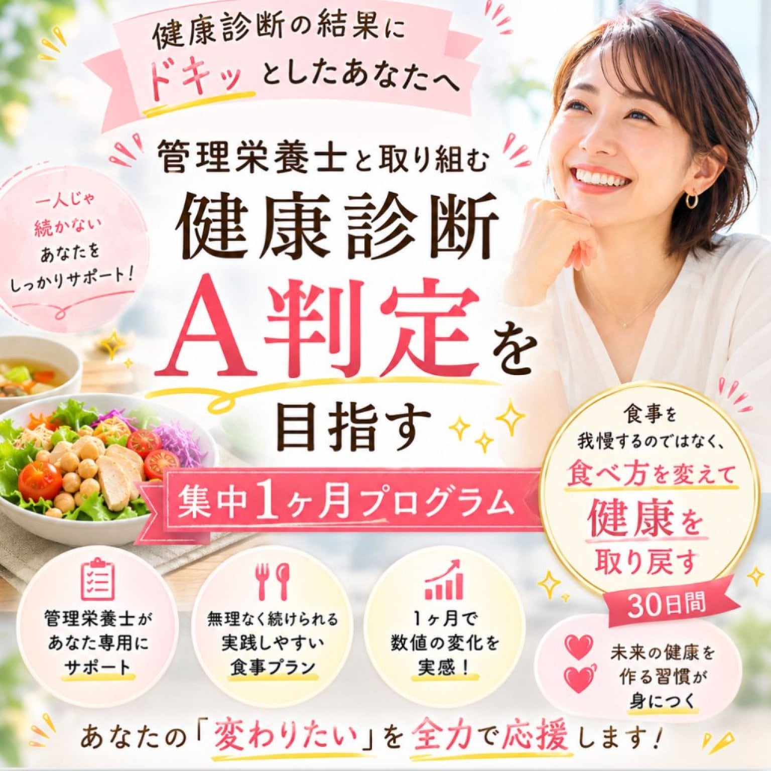 管理栄養士と取り組む 健康診断A判定を目指す 集中1ヶ月プログラム