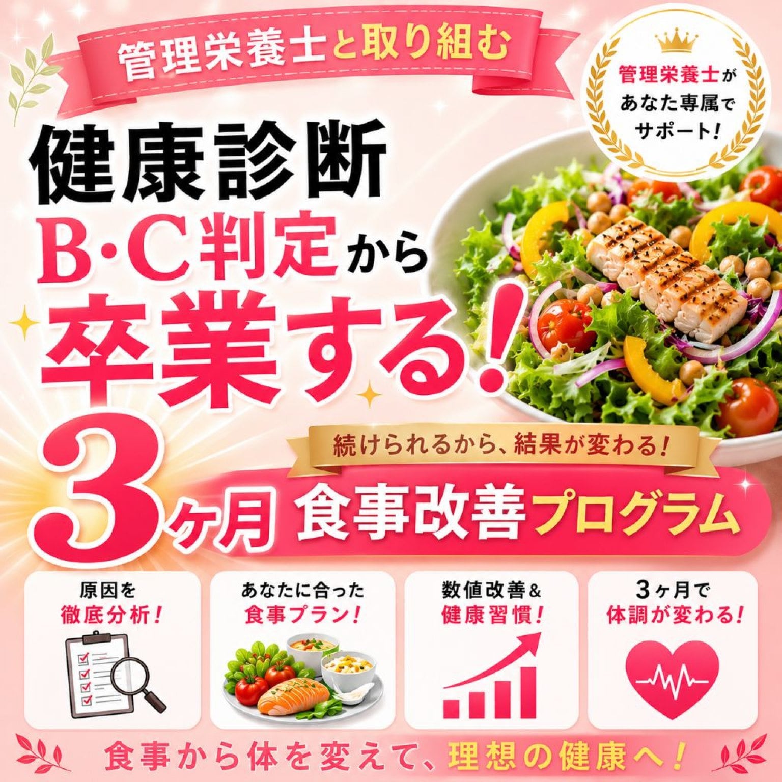 3ヶ月食事改善プログラム（健康診断B・C判定から卒業する）