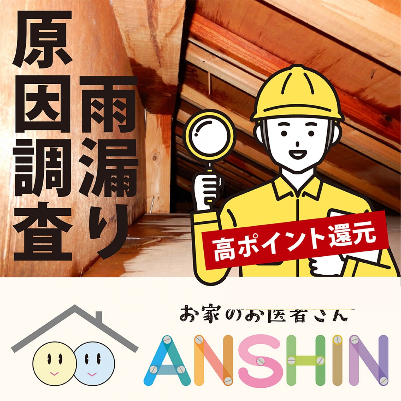 雨漏り原因調査チケット（現地払い、銀行振込のみ）