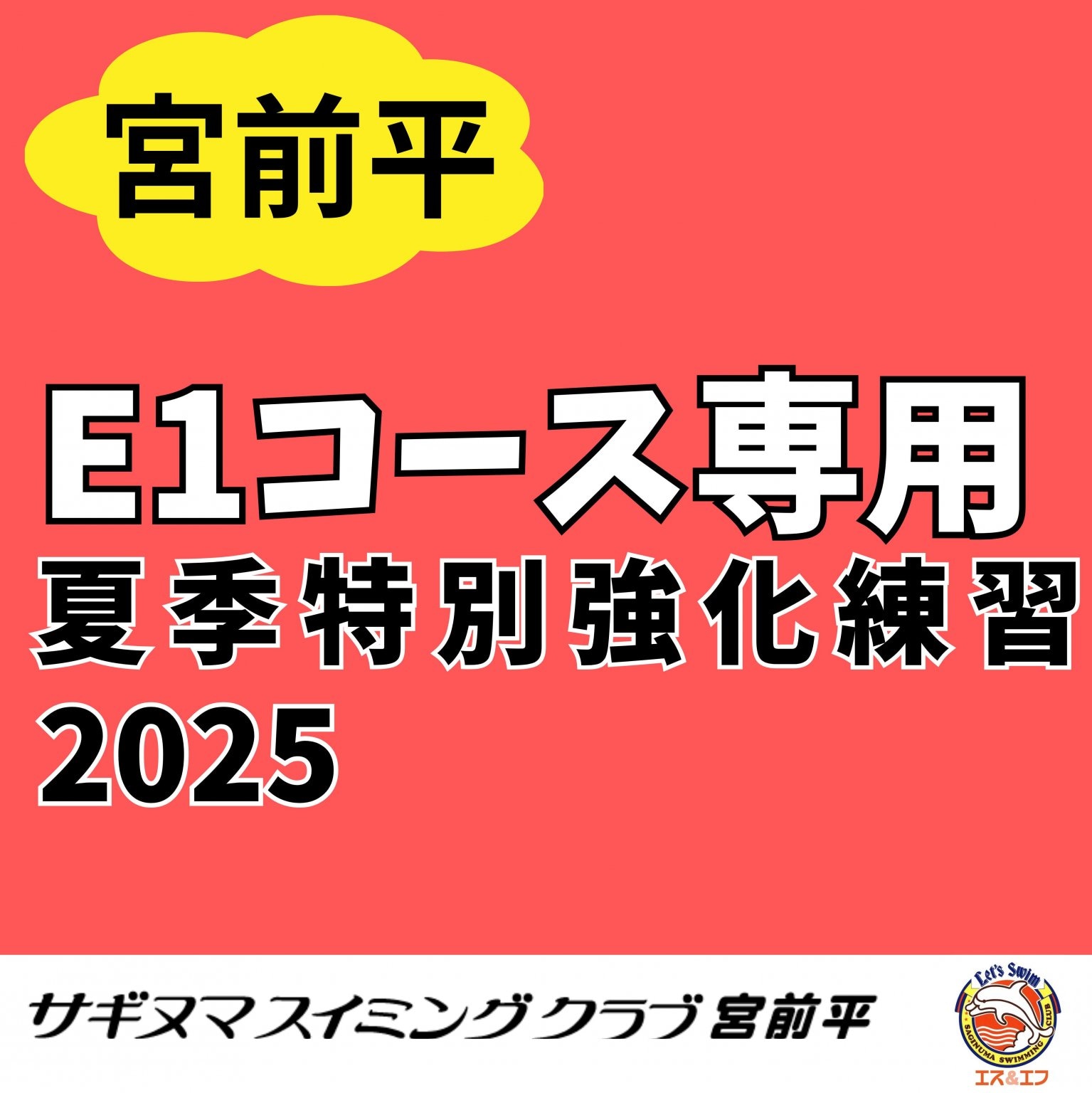 E1コース 2025 夏休み特別強化練習チケット(サギヌマスイミングクラブ