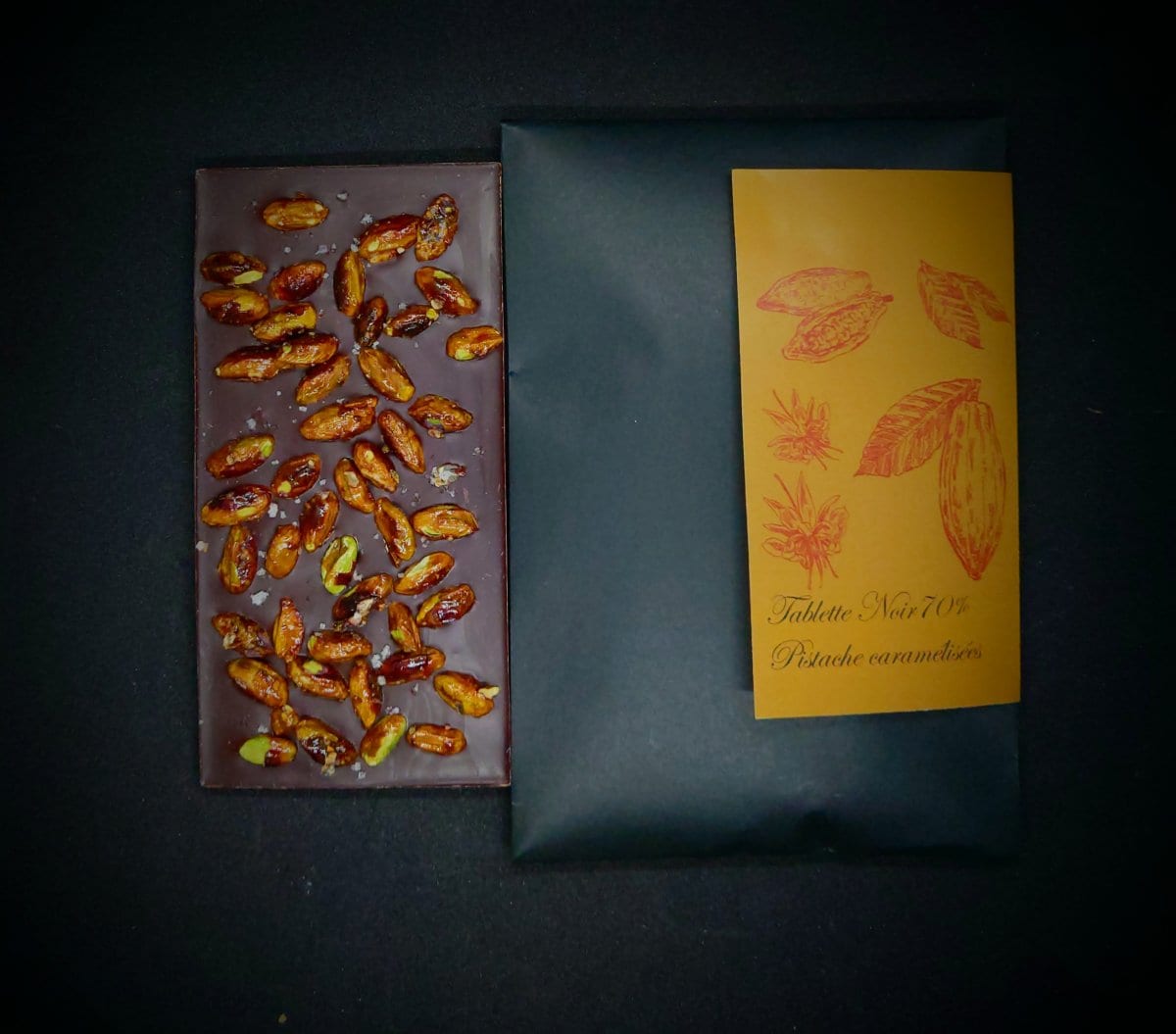 Tablette Noir 70% Pistache Caramélisées