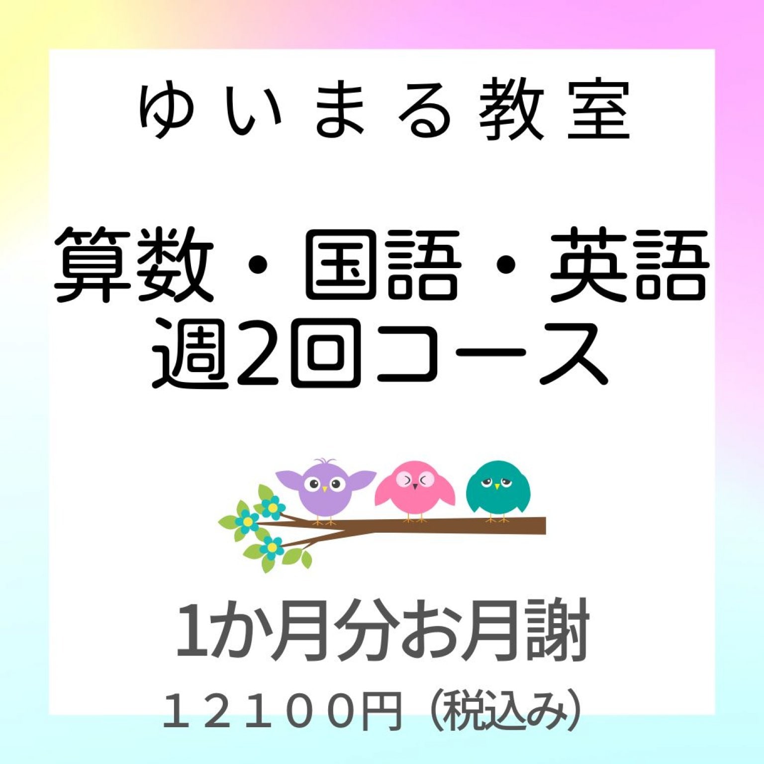 小学生・幼児　算国英コース　月謝
