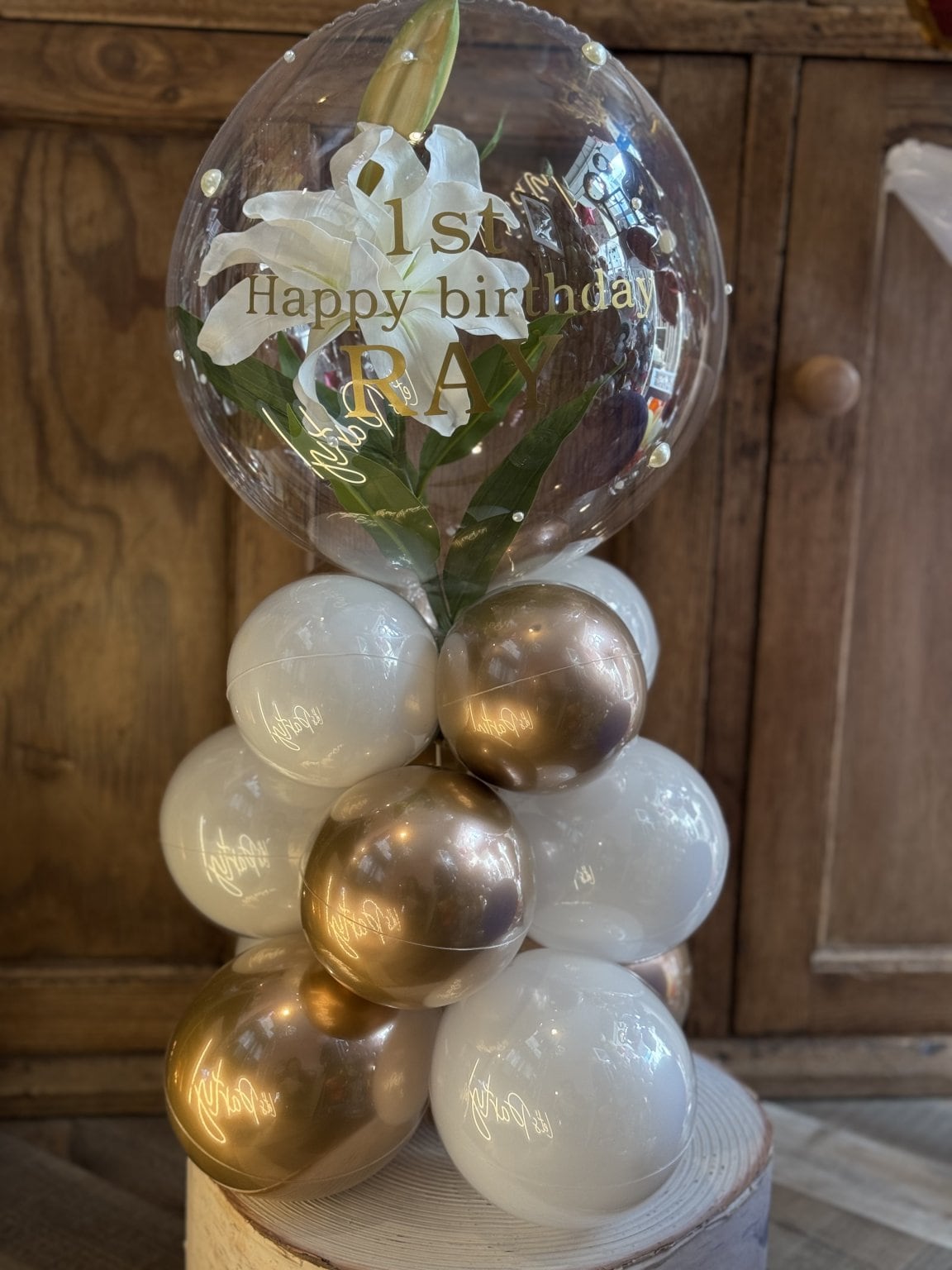 Artificial flower in balloon 