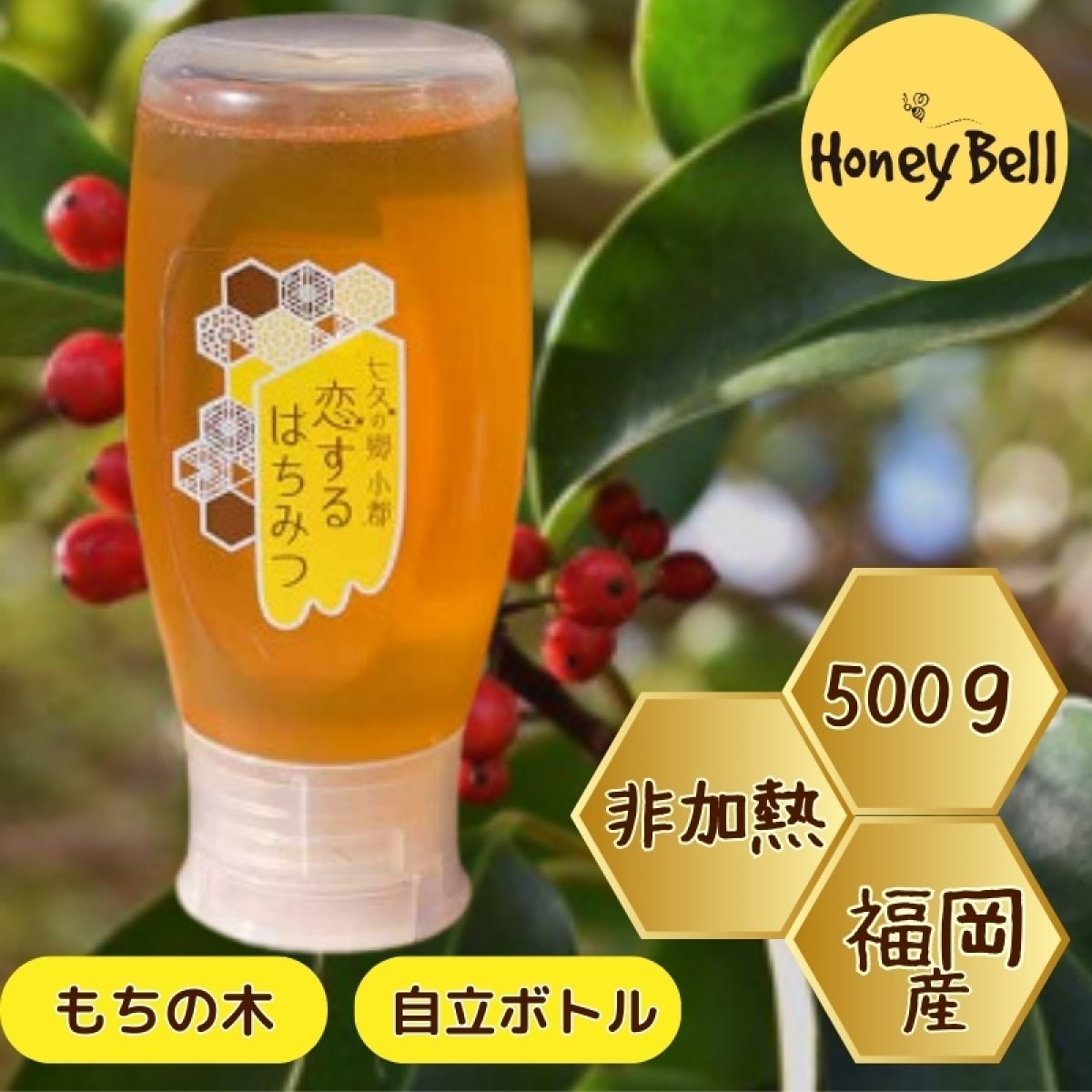 もちの木 はちみつ 500g（スタンドボトル）｜国産純粋・非加熱｜荒巻養蜂場（福岡県小郡市）