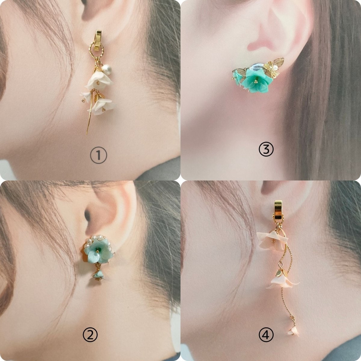 清楚なゆり「リリオ」のアクセサリーシリーズ　①ピアス「ホワイト」（イヤリングにも変更可）