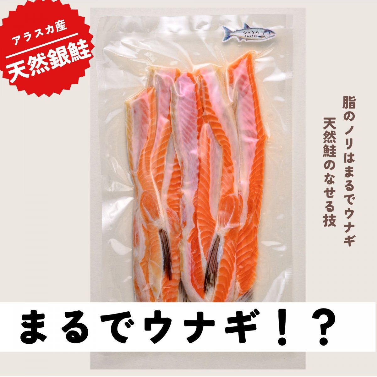 【まるでウナギ！？】アメリカ＜アラスカ＞産天然銀鮭塩ハラス500g／冷凍／化学調味料・保存料・着色料等添加物不使用