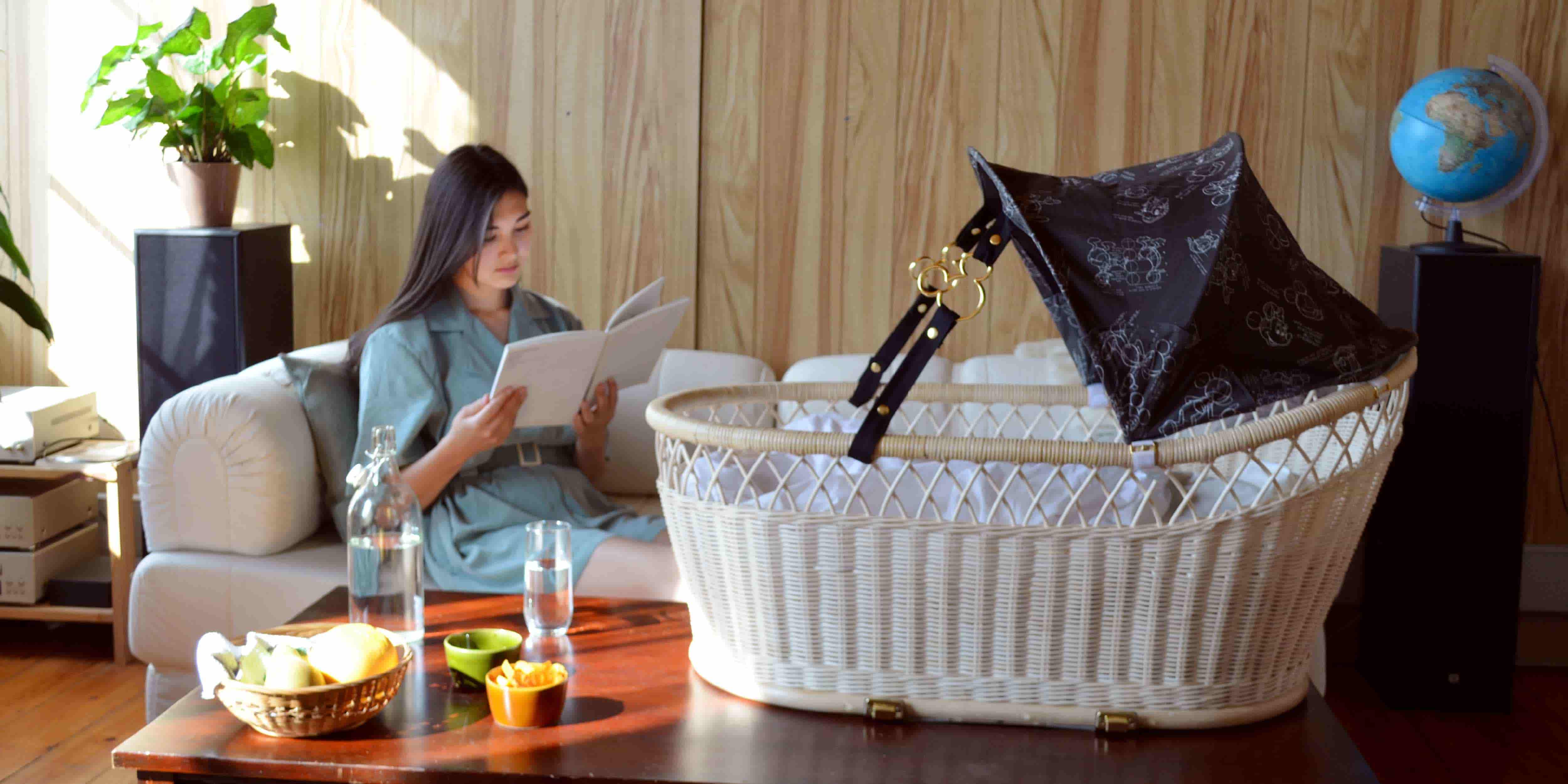 乳母車プスプス本体（ホワイト）・バスケット＋幌セット