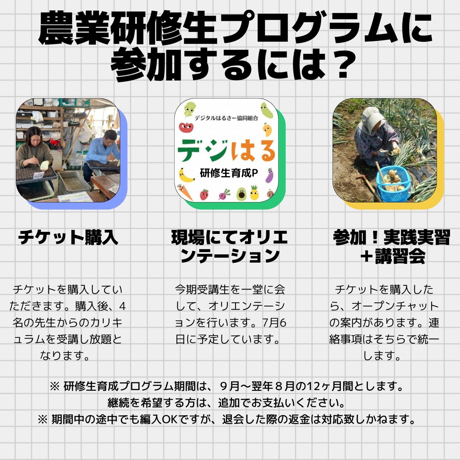 【農業研修生育成プログラム】研修生加入／サブスク（９月〜翌８月）|2025年9月よりスタート中・アーカイブあり・途中参加可能