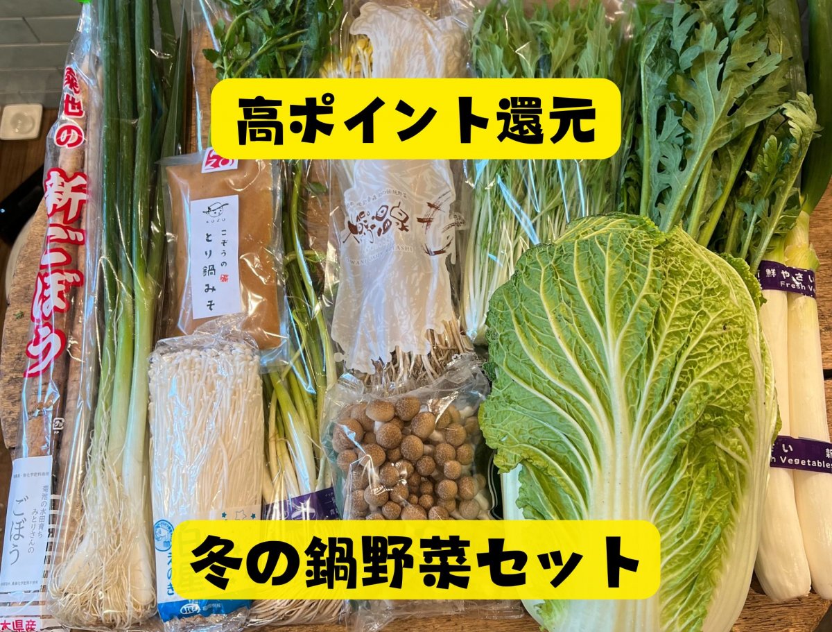 送料込み・高ポイント還元｜鍋野菜セット｜農薬不使用｜おまかせ