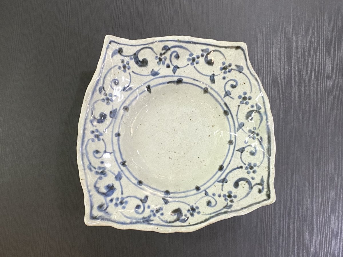 ハンドメイド　唐草模様変形特大鉢