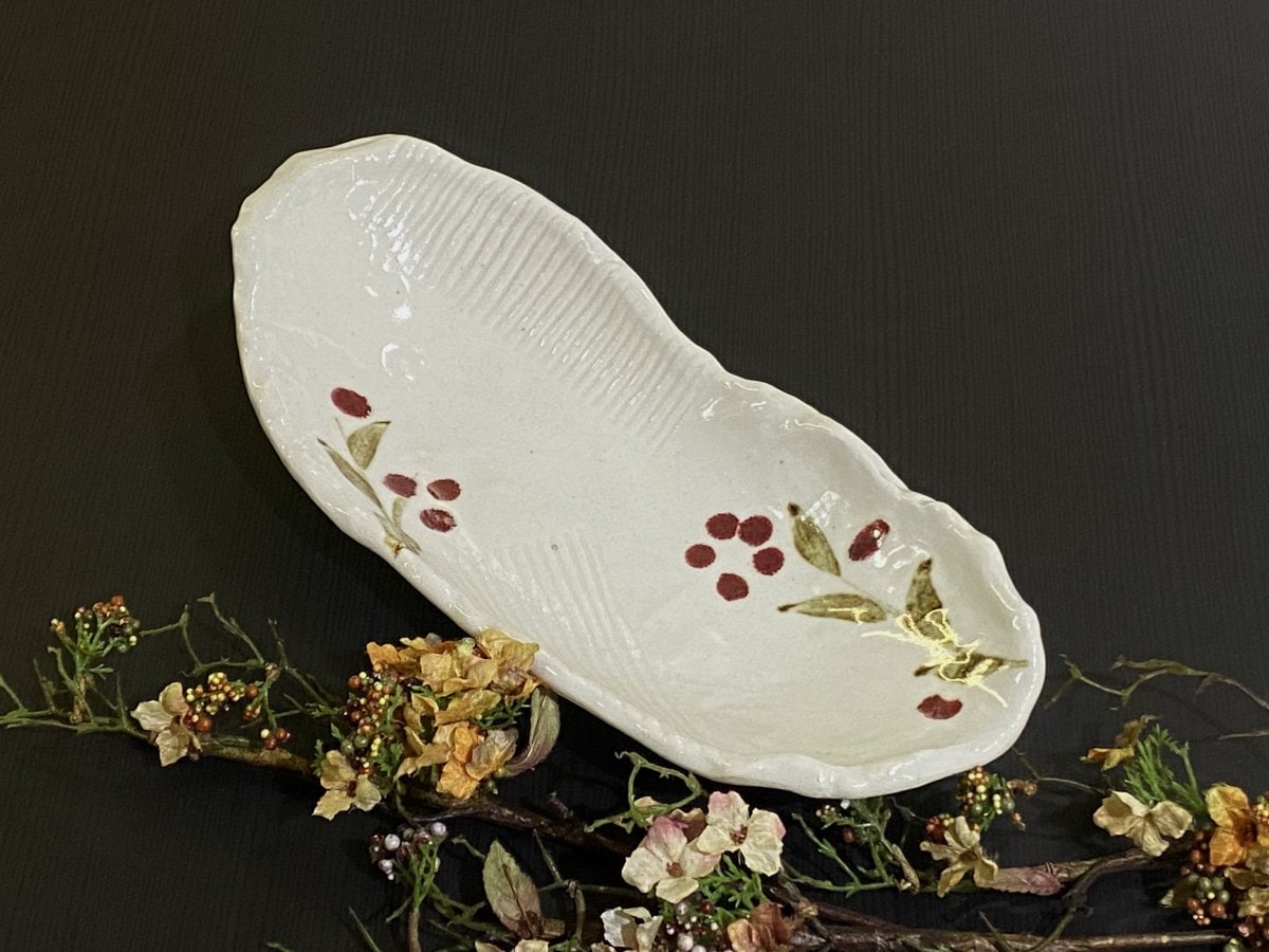 紅小花　楕円大鉢32cm