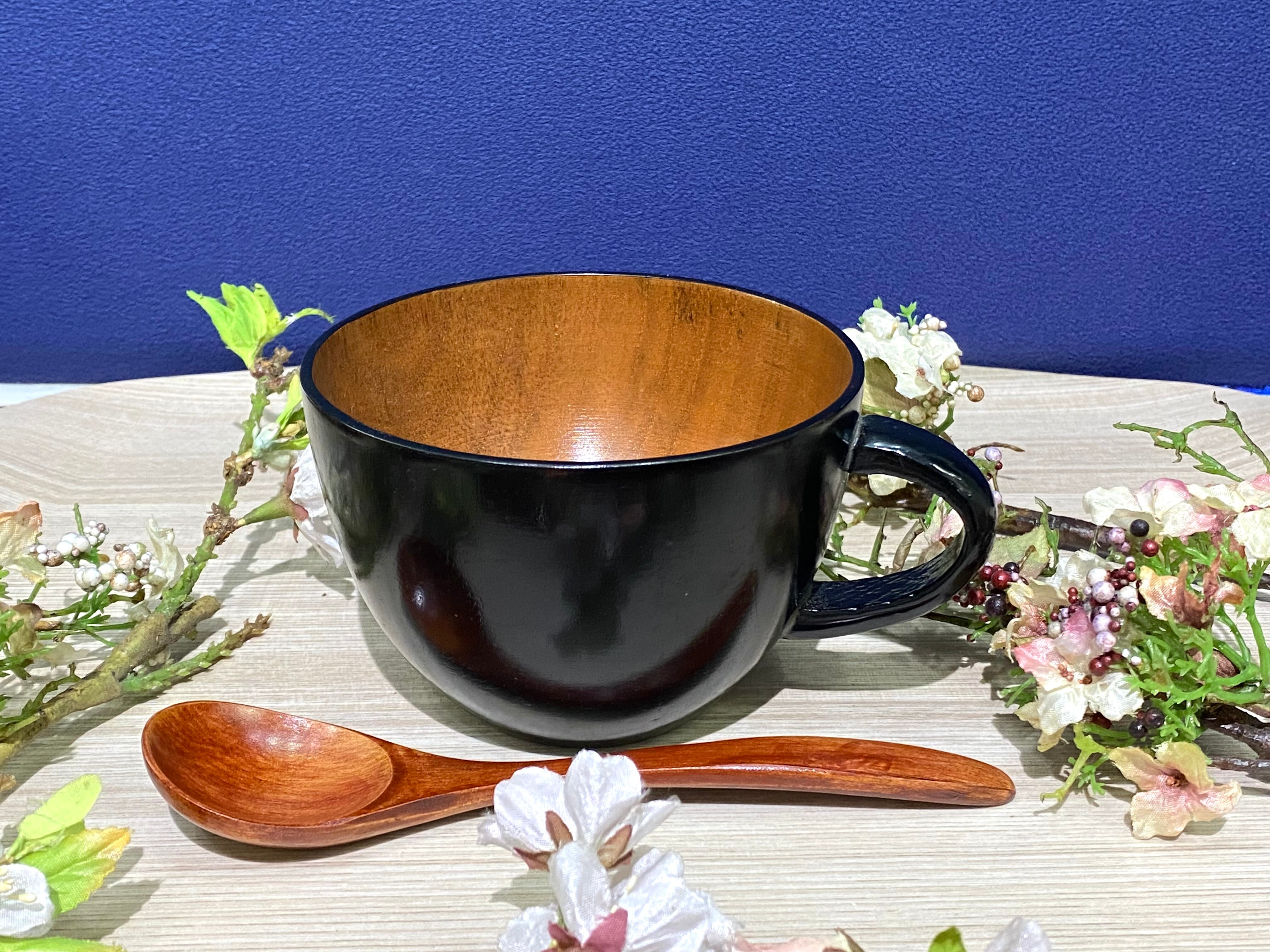 業界最安値】木製ラージスープカップ 木製スプーン付き