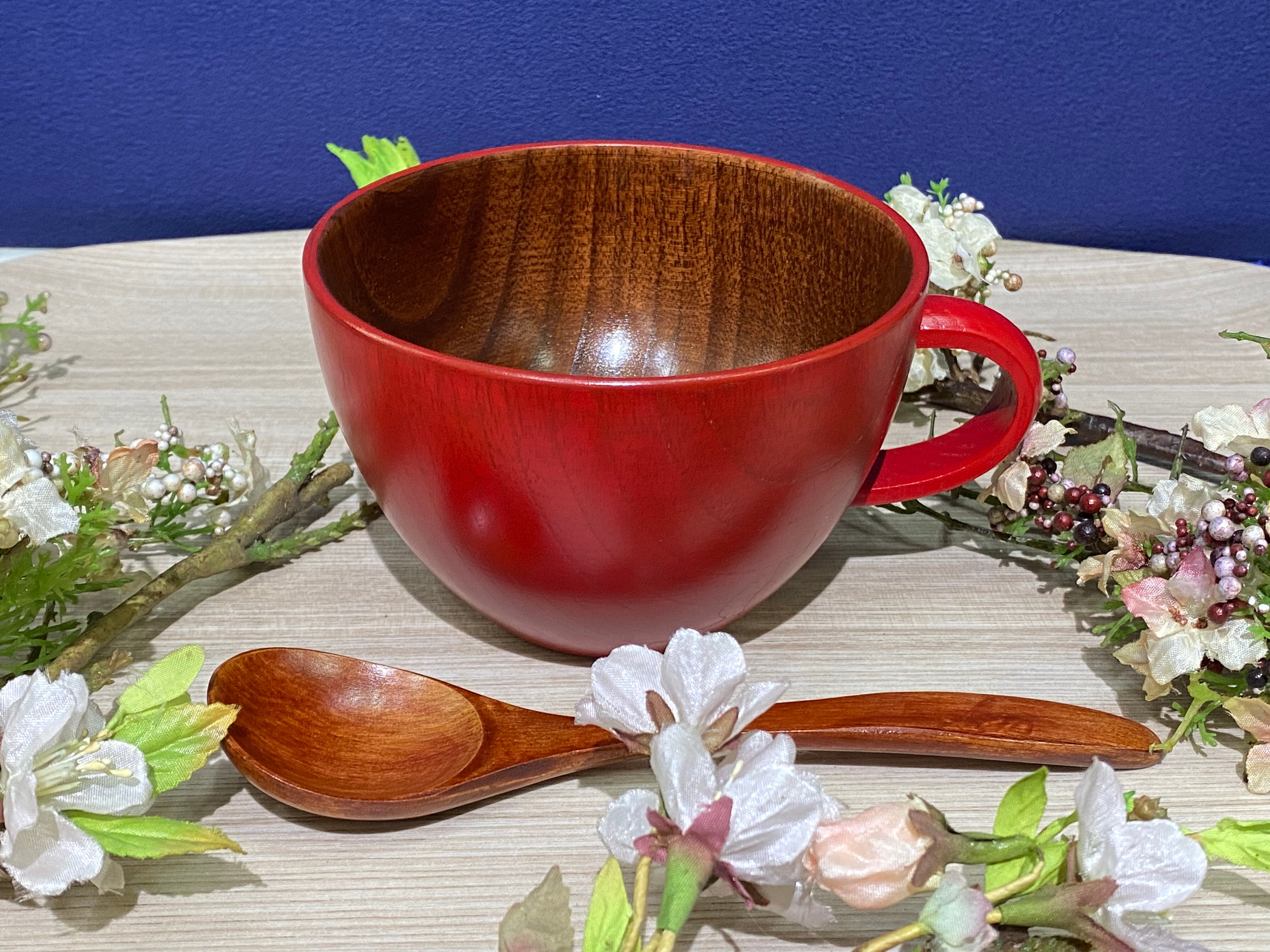 業界最安値】木製ラージスープカップ 木製スプーン付き