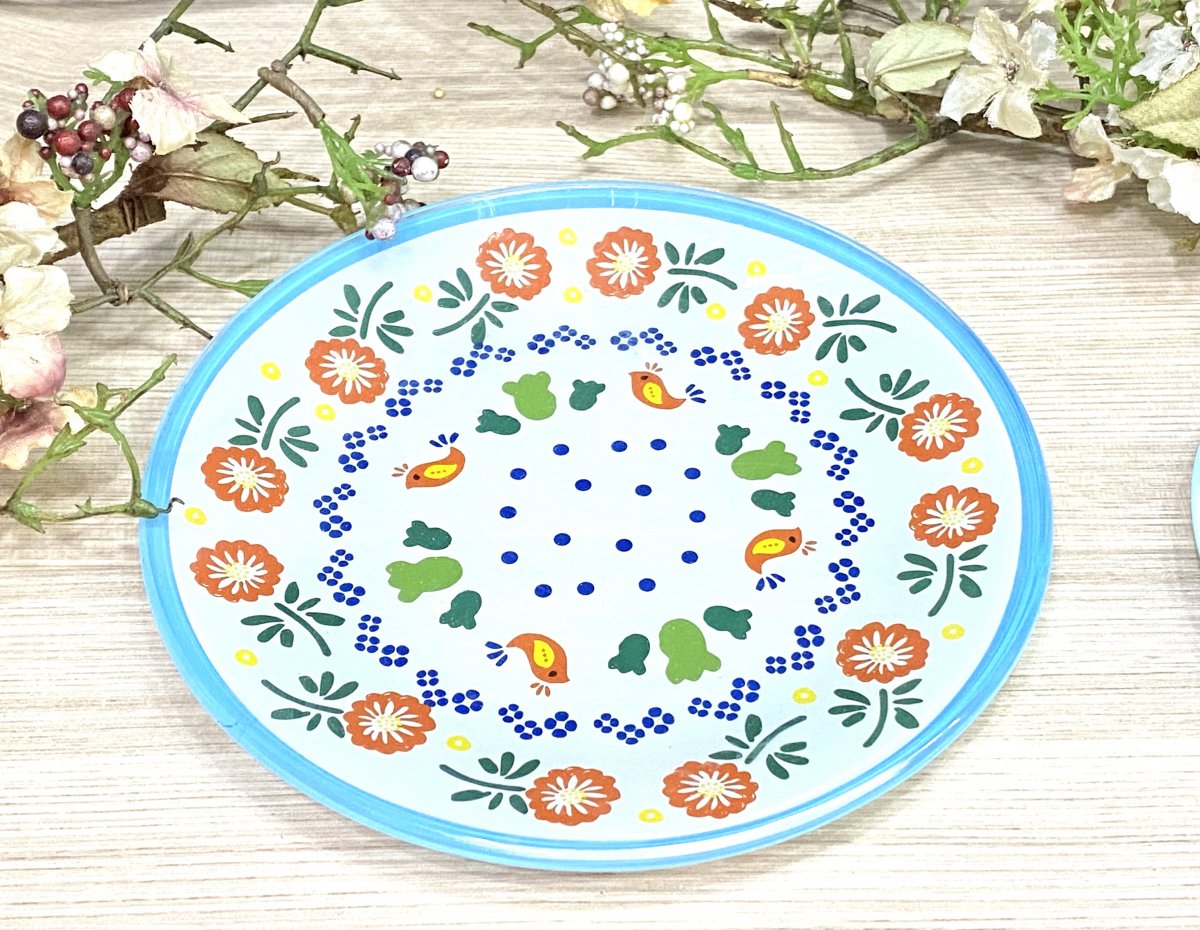 小さな小鳥のガラス製小皿12cm